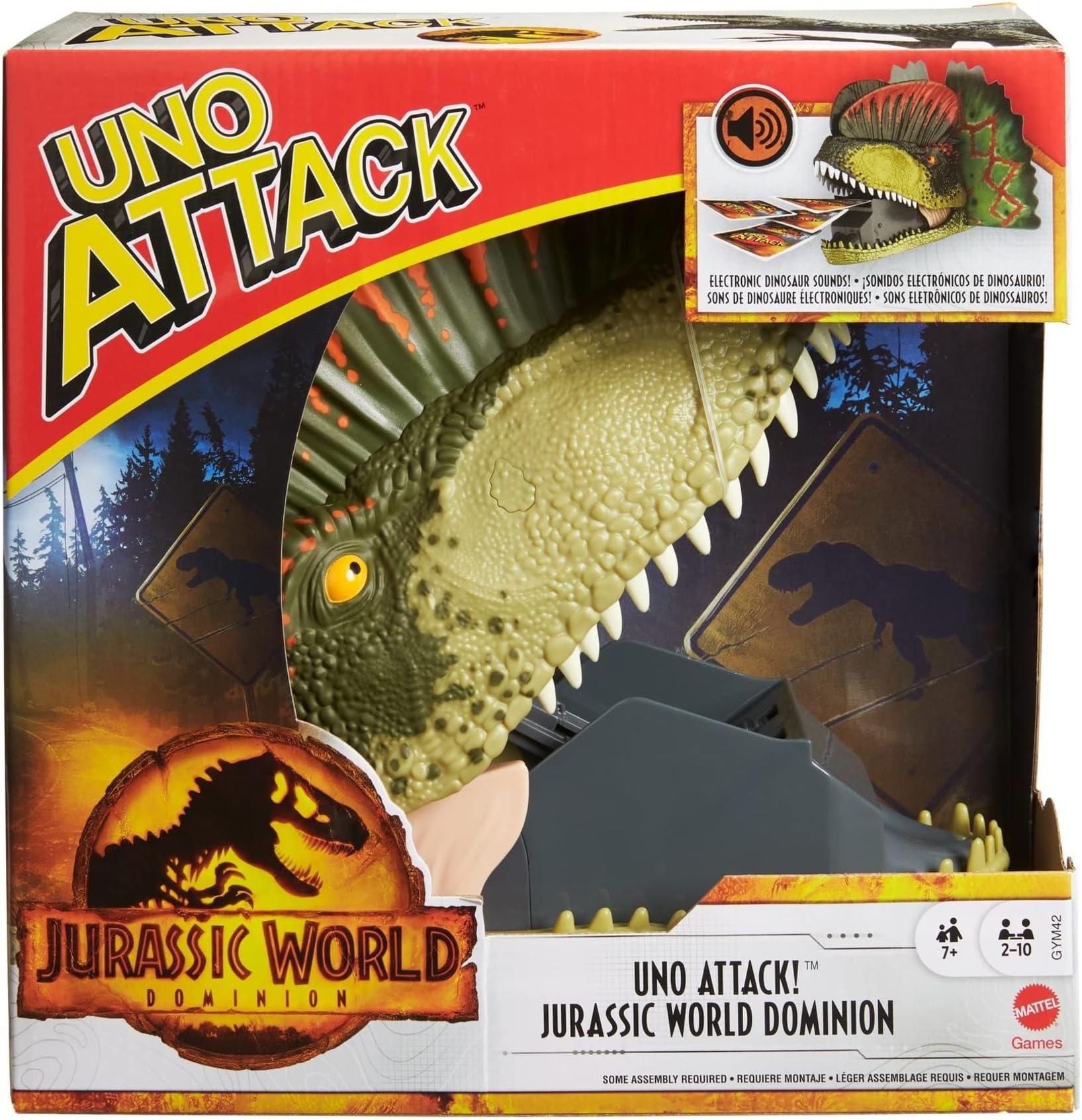 UNO Attack Jurassic World Dominion Card Game with Dinosaur Card Launcher for 2 to 10 Players Ages 7 Years & Older, Toy Gift and Collectible (Amazon Exclusive)