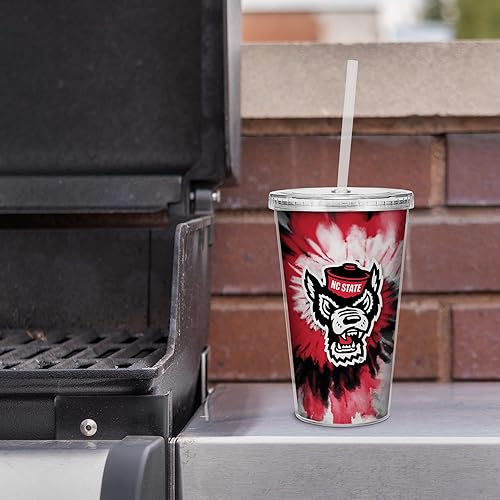 Miniatura 48 de Rico Industries NCAA Sports Team - Vaso transparente de 16 onzas con pajilla, vaso de viaje del color del equipo para fanáticos de los deportes