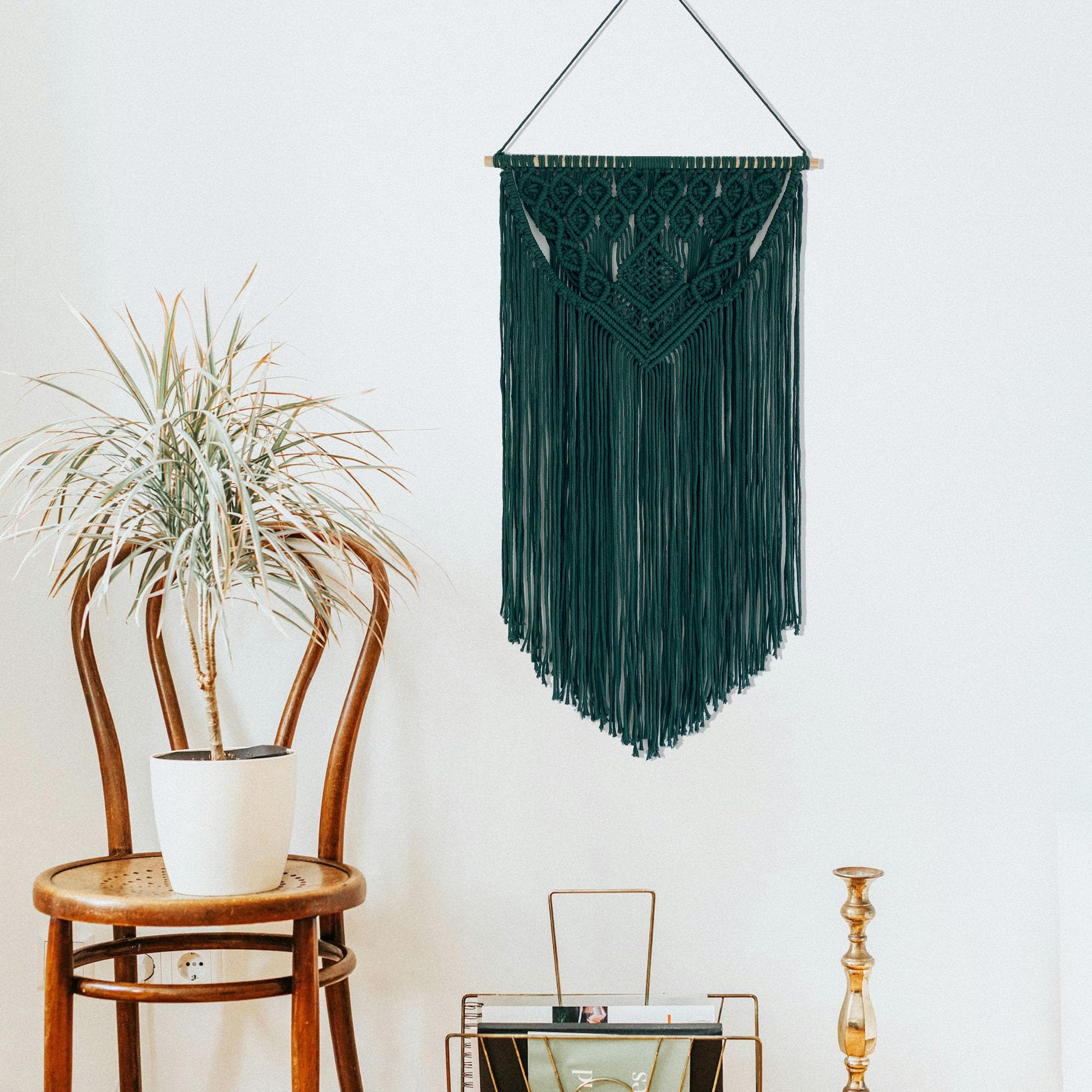Winterdemoon Makramee-Wandbehang, Boho-Stil, gewebter Wandteppich, Heimdekoration.