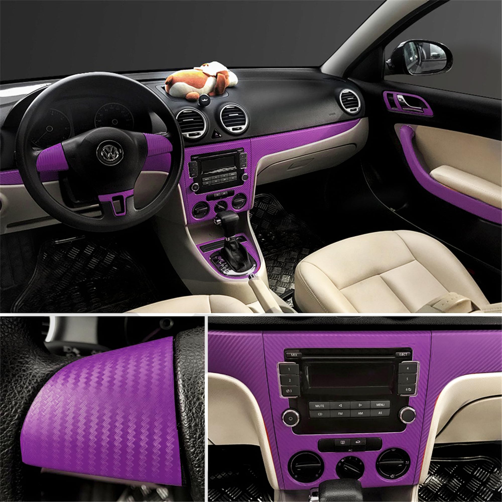 Lypumso 3D Purple Carbon Fiber Vinyl Wraps, Self