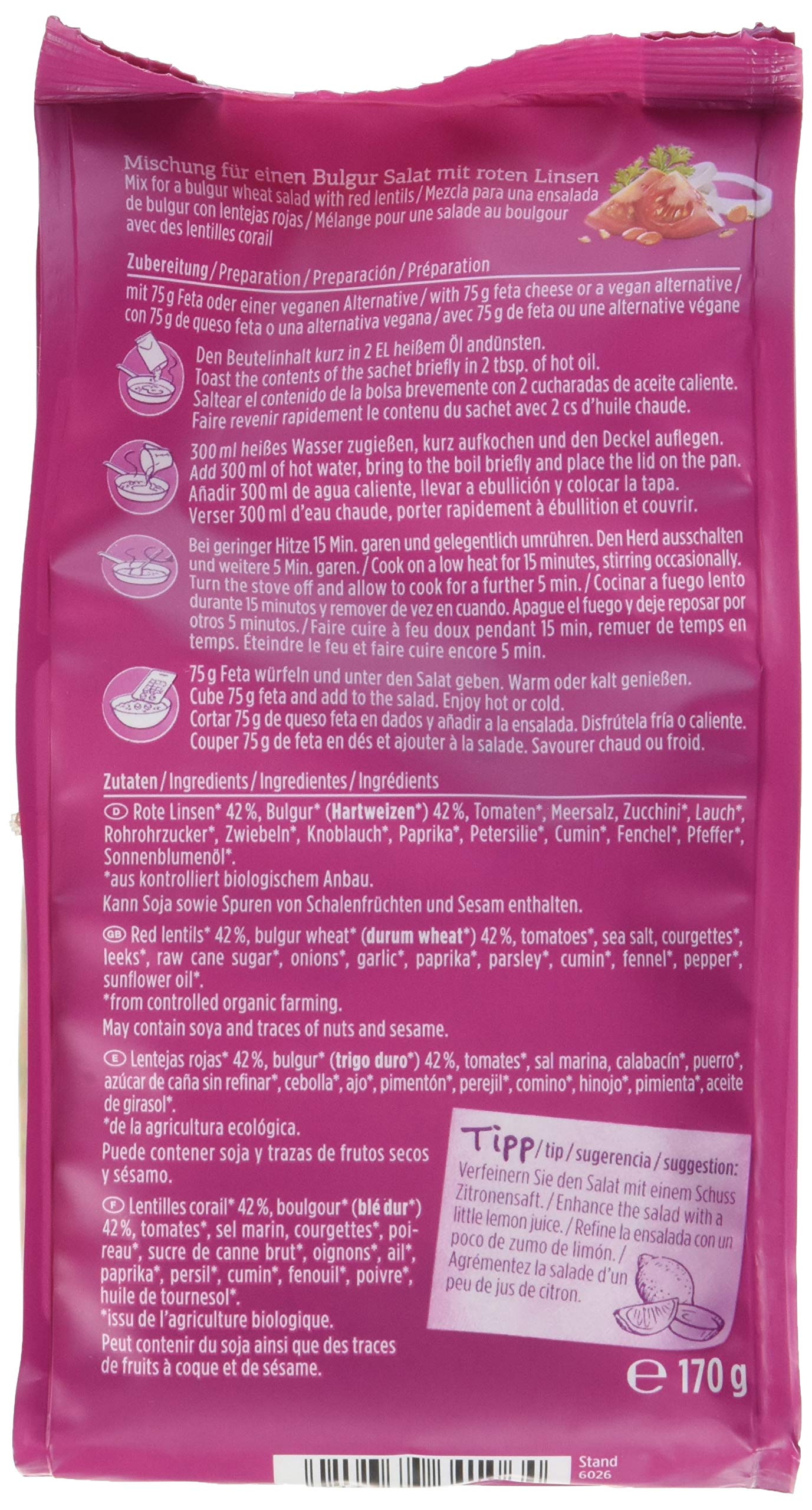 Davert Bulgur Salat, 6er Pack (6 x 170 g)