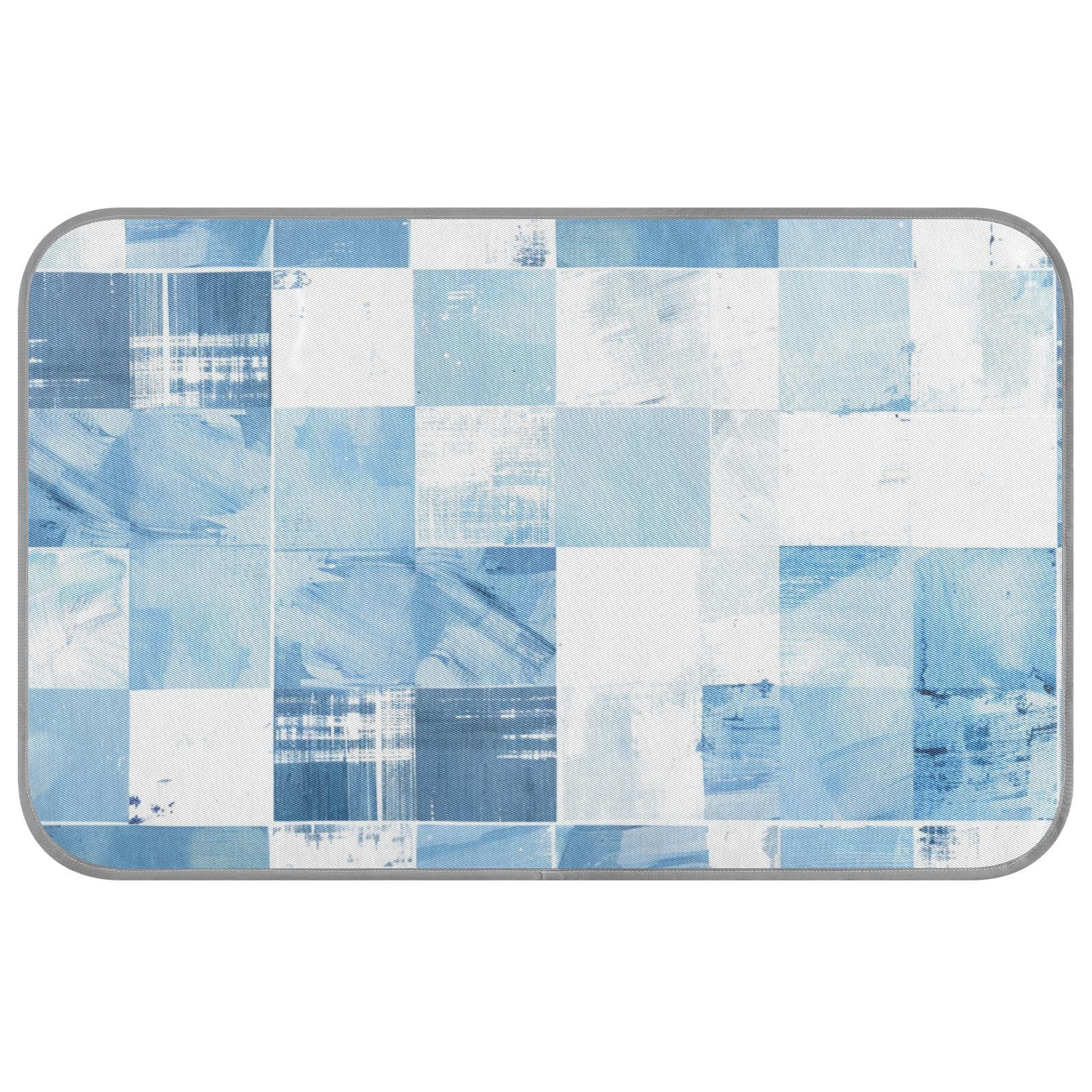 Light Blue and White Checkered Pattern Summer Cooling matt Self Cooling cat Blankets for Indoor Cats for Kittens Sleeping Waterproof tapete Frio para Perros M
