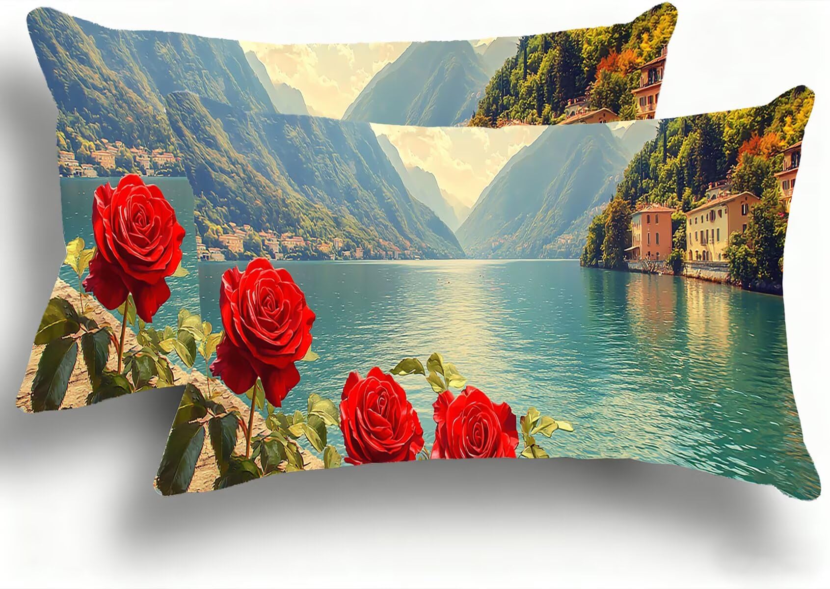 Housse coussin canapé velours 35x70cm pour décorer un salon vue sur mer
