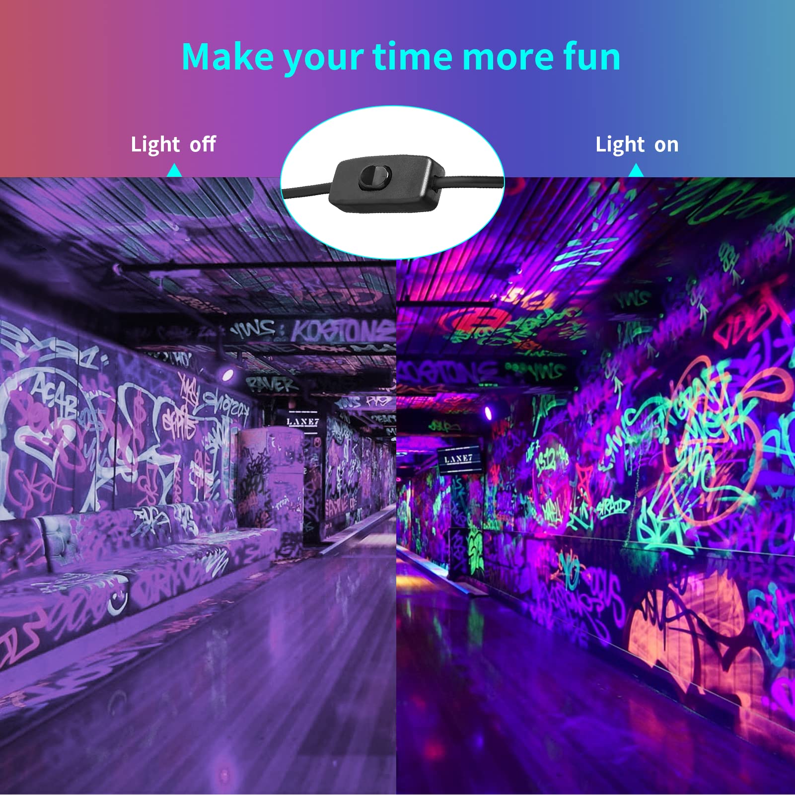 Viugreum 2pack Led UV+RGB Schwarzlicht 50W watt Strahler Außen IP65 Wasserdicht Fluter Scheinwerfer mit Netzkabel 1.5m Stecker Fernbedienung Schwarzlichtlampe für Weihnachten Party Bar Garten