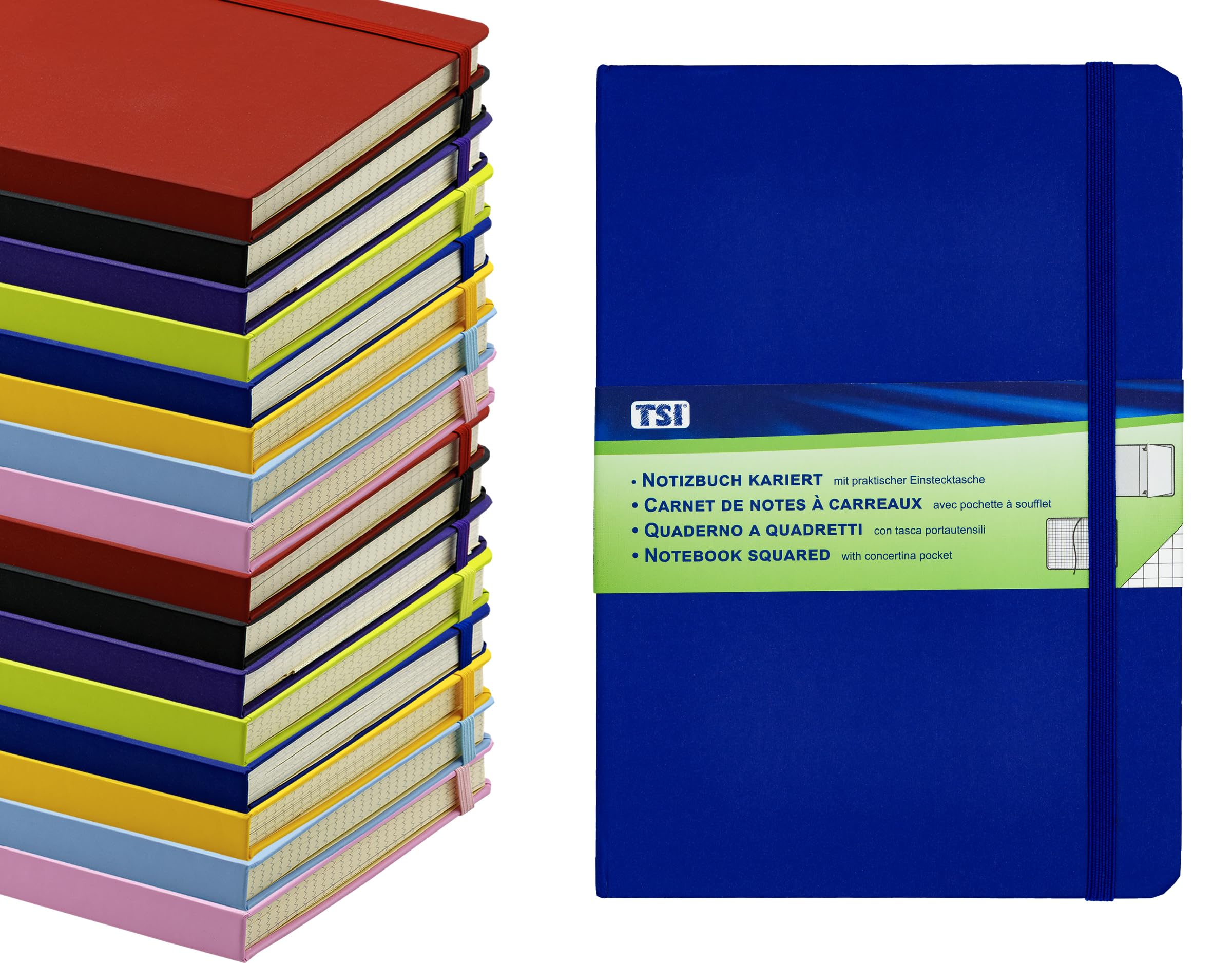 TSI Notebook A5 Squared Colour Dark Blue 192 Pages Item No. 63555-DB