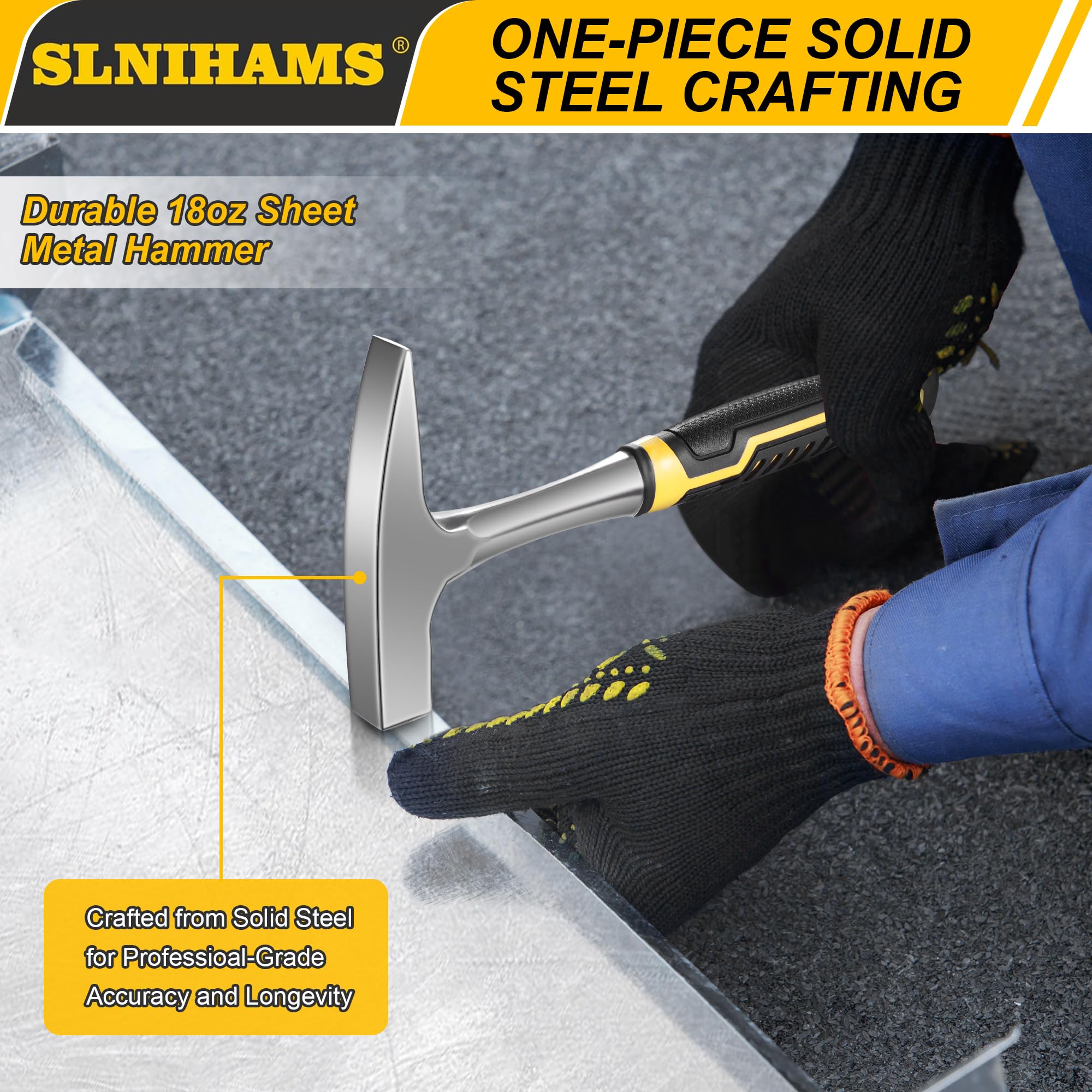 SLNIHAMS 18oz Sheet Metal Hammer - Durable & Comfortable -4