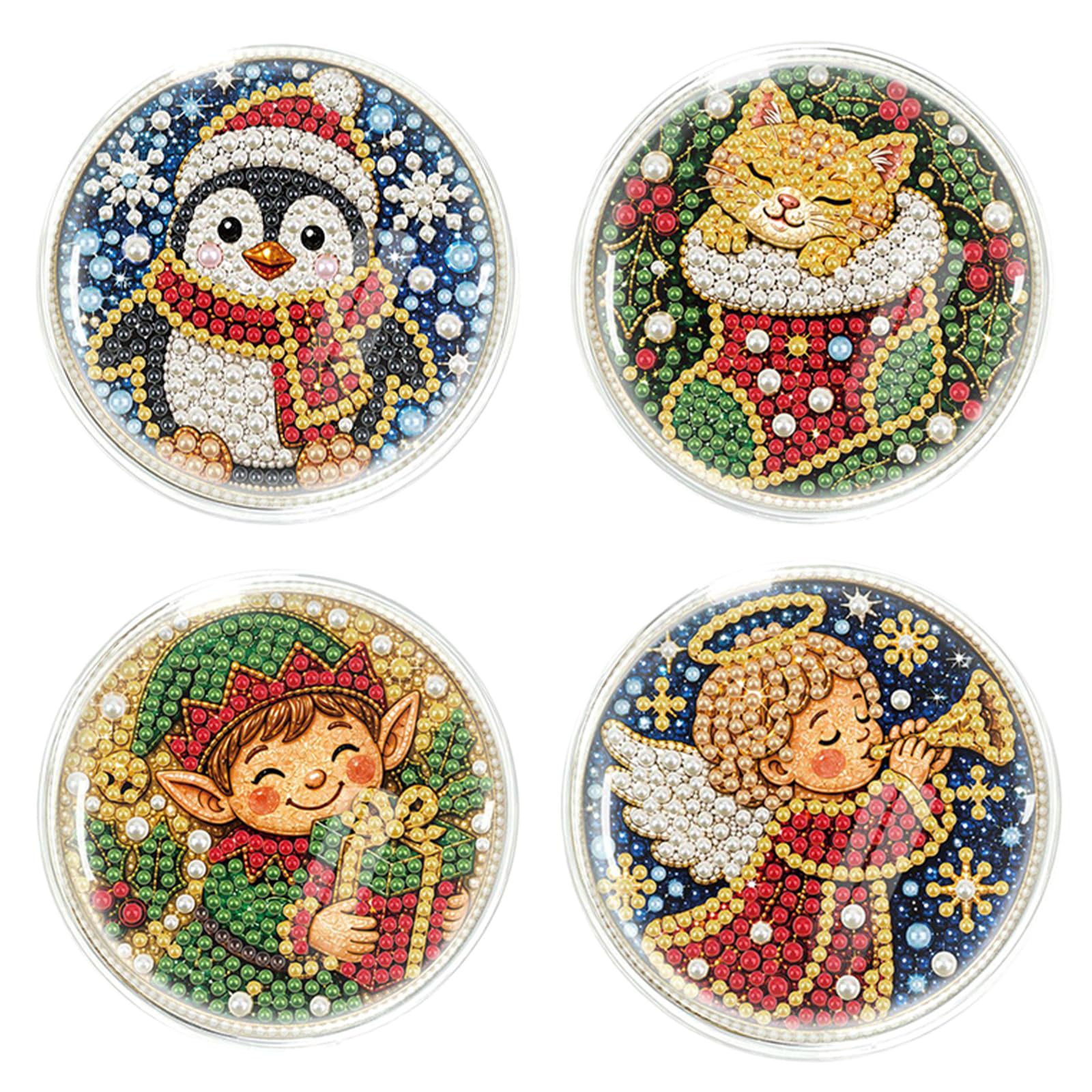 Diamant-Kunst-Gemälde-Set 4-tlg. Weihnachtsfee Acryl