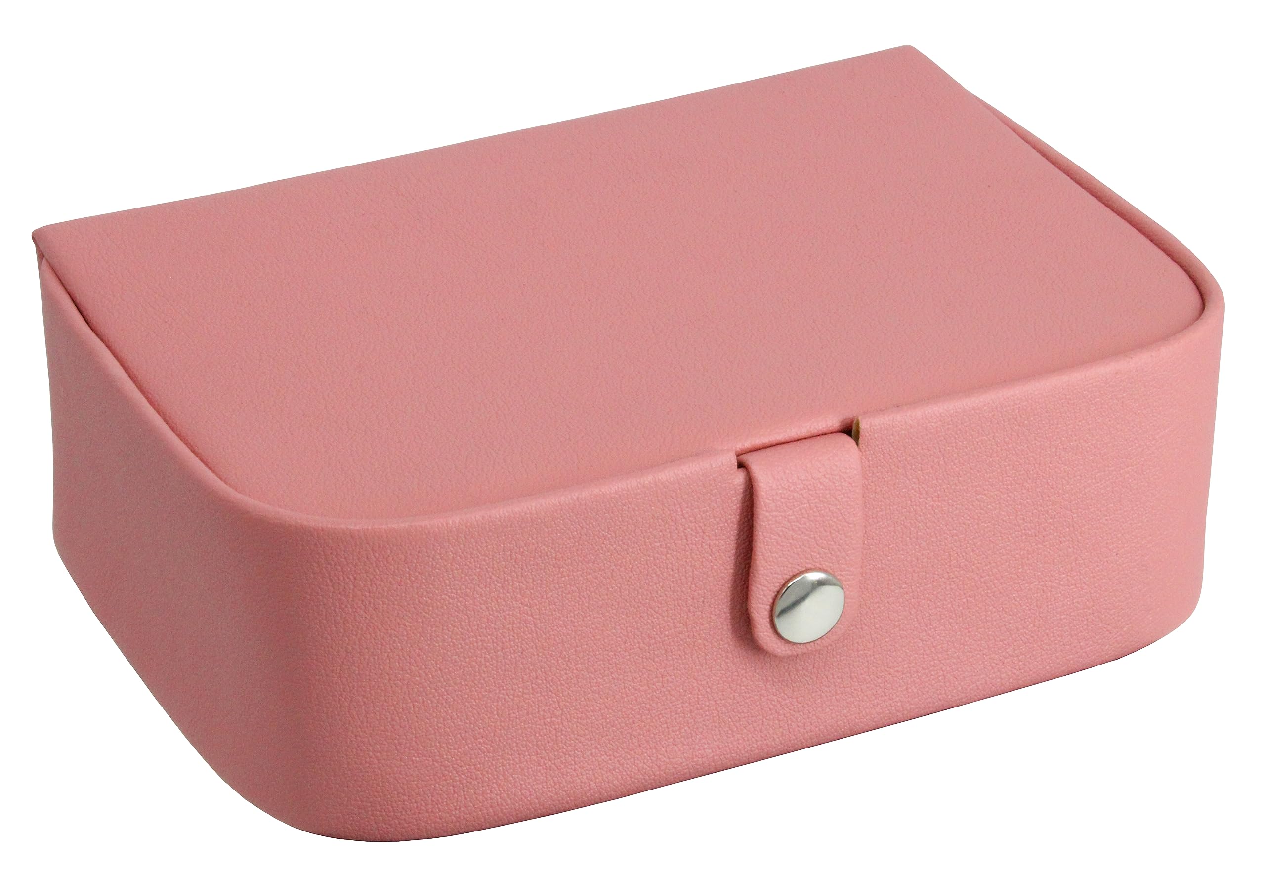 atorakushon PU Leather 2 Grids Makeup Storage Box Travelling Cosmetic Necklace Pouch Vanity Train Cases Wardrobe Jewellery Organizer for Woman Peach-image-18