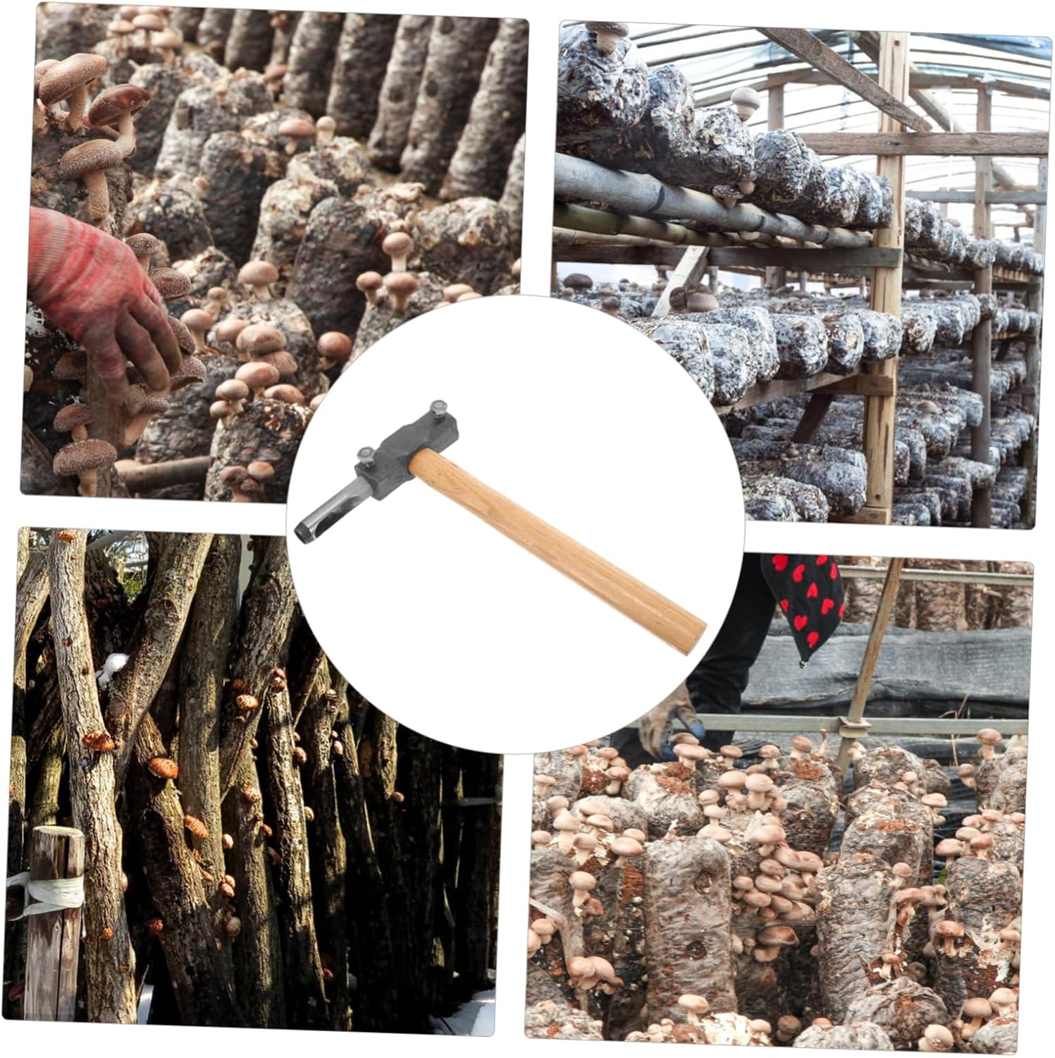 VANZACK Mushroom Spawn Hammer Tool Double-headed Log Punching Tool for Easy Inoculation and Construction for Efficient Mushroom Planting