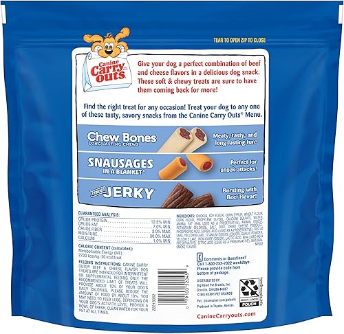 Miniatura 3 de Canine Carry Outs Golosinas para perros con sabor a carne y queso, bolsa de 47 onzas