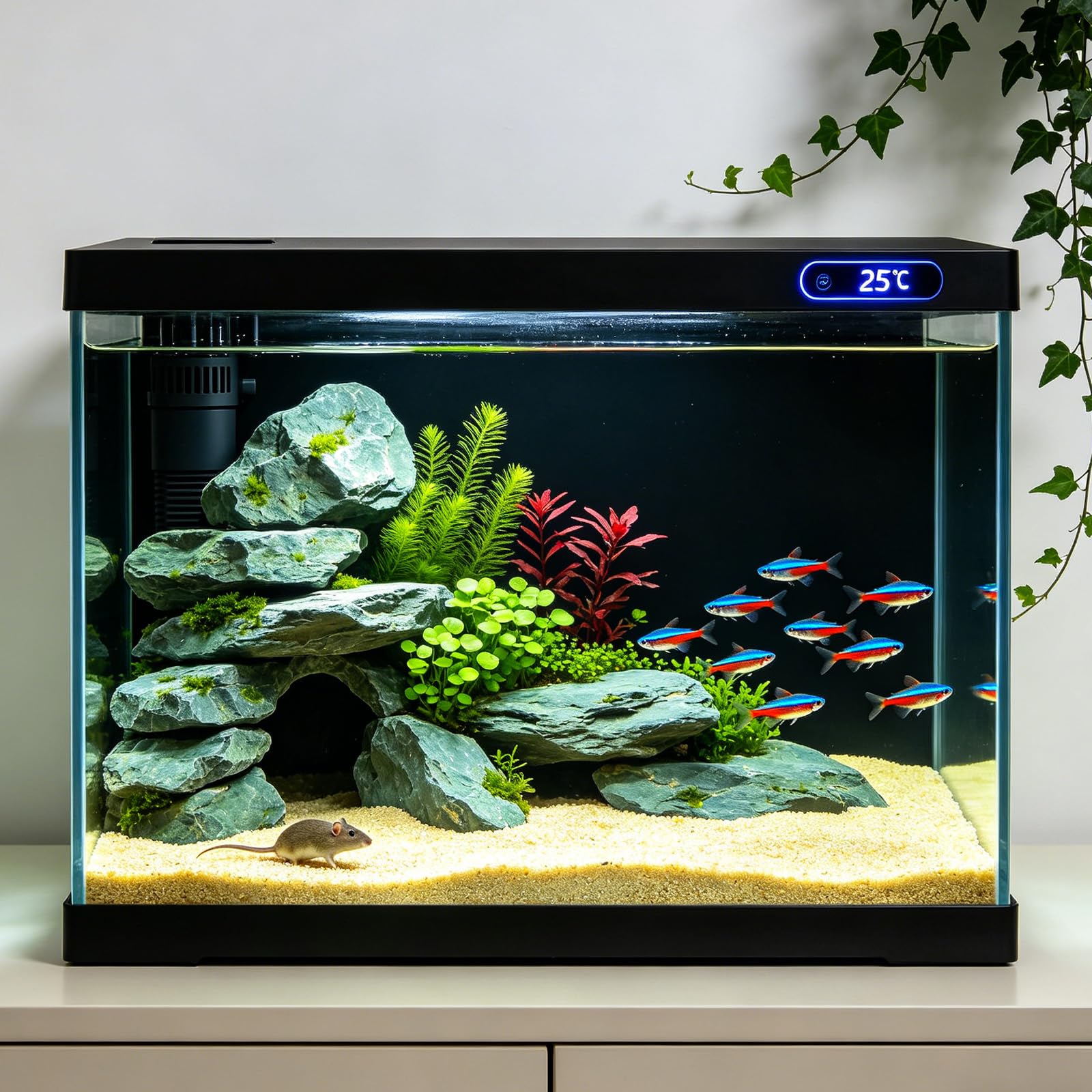 Sfondo acquario statico, adesivo in PVC nero per acquario, poster per acquario decorativo, adesivo statico per sfondo acquario nero (Schwarz mit Kleber, 30 x 200 cm)