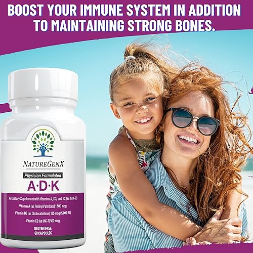 Miniatura 6 de ADK Suplemento vitamínico de 5000 UI – Vitaminas A, D3 y K2 de alta potencia para la salud ósea y absorción de calcio Suplemento de vitamina ADK