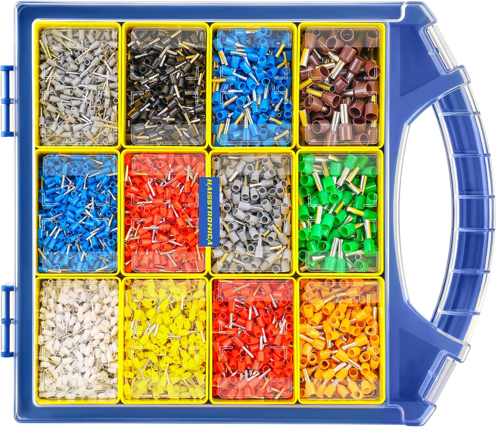 - haisstronica Wire Ferrules Connectors Kit - 5000PCS AWG22-7 12 Sizes Pin Terminal Ends Assorted in Package, Insulated Cord Pin Ends Ferrule Connectors Used for Crimp in Wiring Electrical Projects