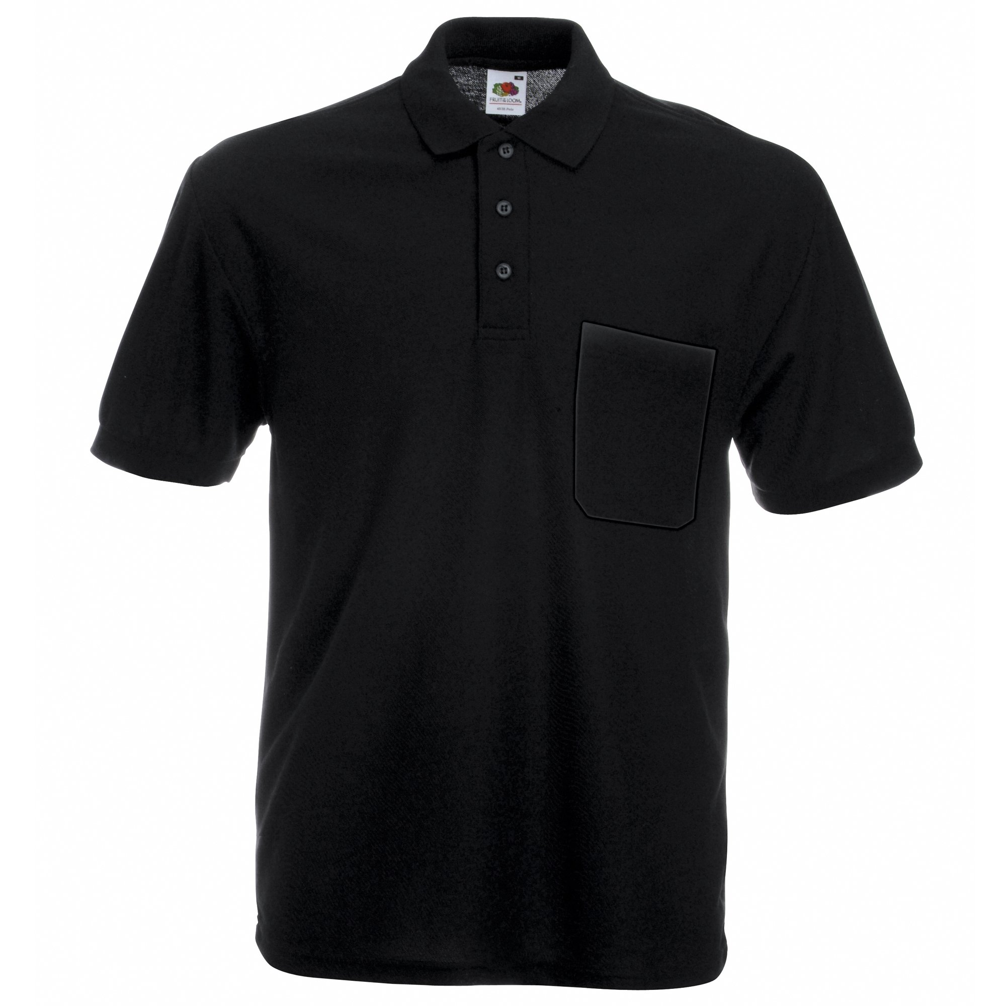 Fruit of the Loom Men's 65/35 Polo Shirt, Black, Small