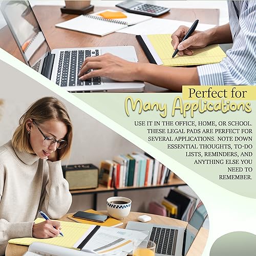 Miniatura 4 de Emraw Bloc de escritura universal de 50 hojas con borde micro perforado blanco con rayas legales, tamaño carta, 50 unidades, 8.5 x 11.75 pulgadas