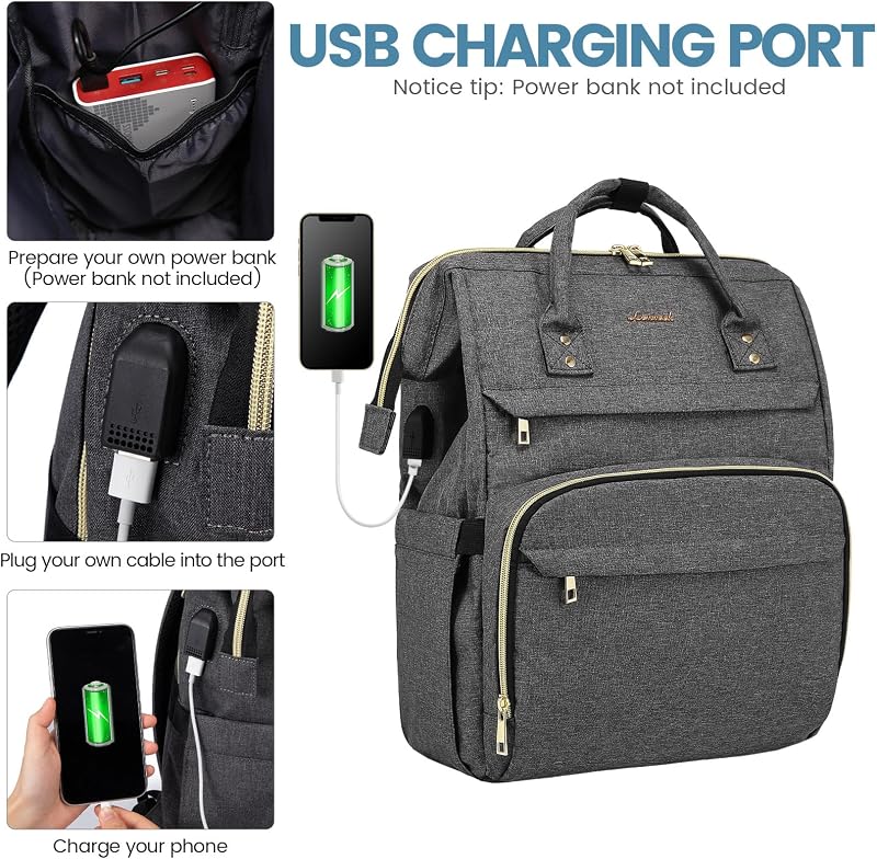 LOVEVOOK Női Laptop Hátizsák 15,6" Laptoptartóval, Vízálló Üzleti Hátizsák USB Töltőporttal, Lopásbiztos Iskolatáska Utazáshoz, Munkához