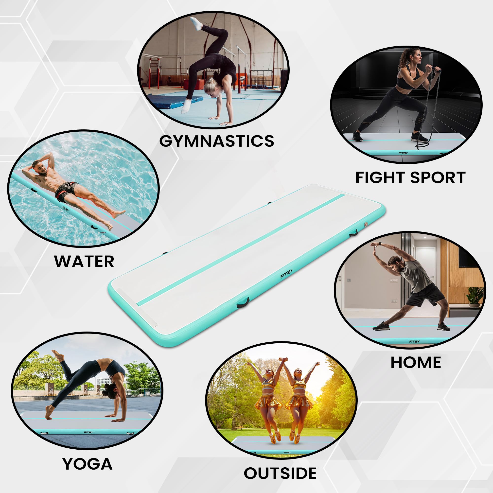 Colchoneta De Gimnasia Air Track De 3 M Con Bomba Eléctrica - Colchoneta Inflable Para Acrobacias De 10 Cm De Grosor | Airtrack Portátil Para Casa Y Gimnasio - Azul/Blanco