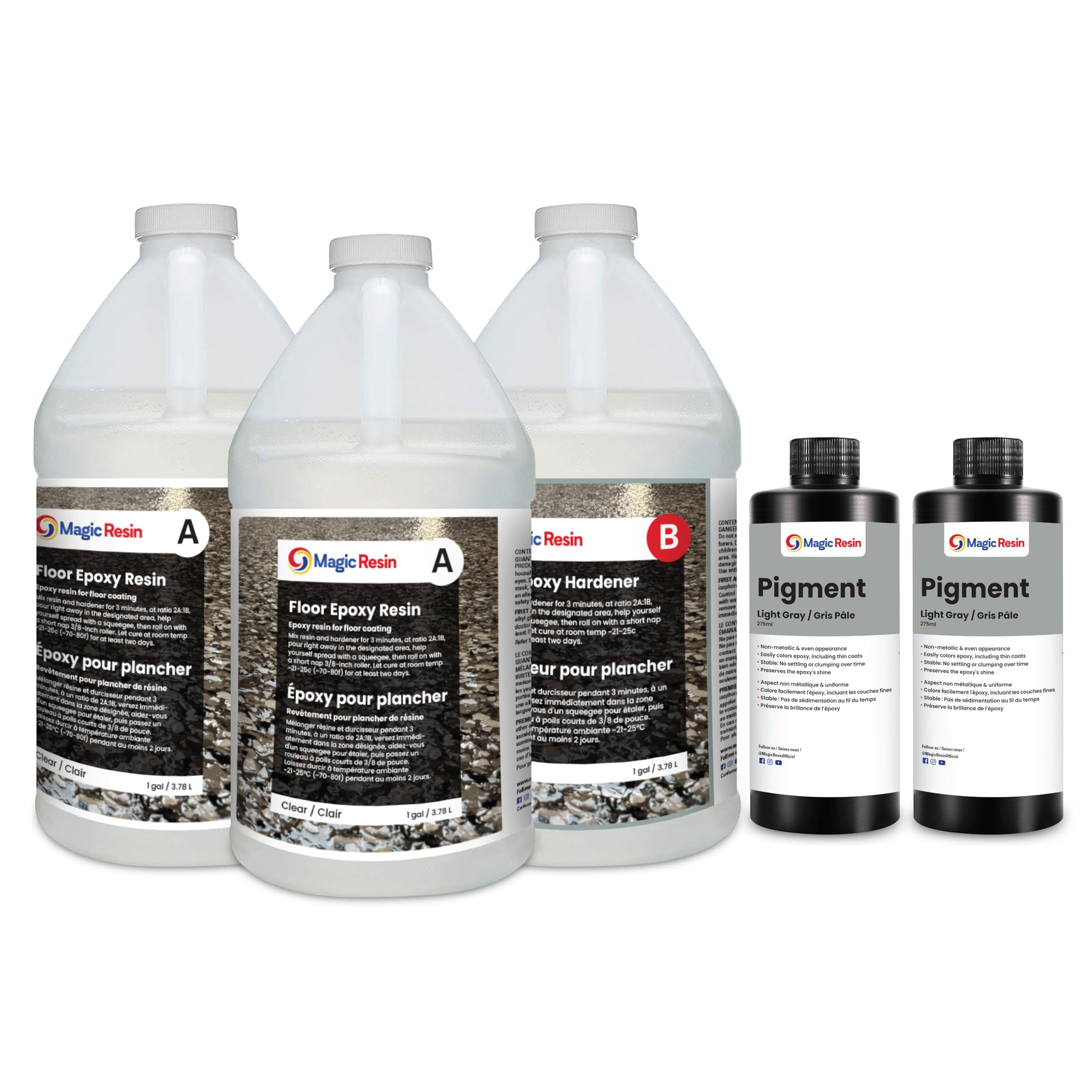 Light Gray | Floor Epoxy Resin for Garages, Basements, Warehouses, Retail Stores and More | Highly Durable | Resistant to Scratches, Spills, and
