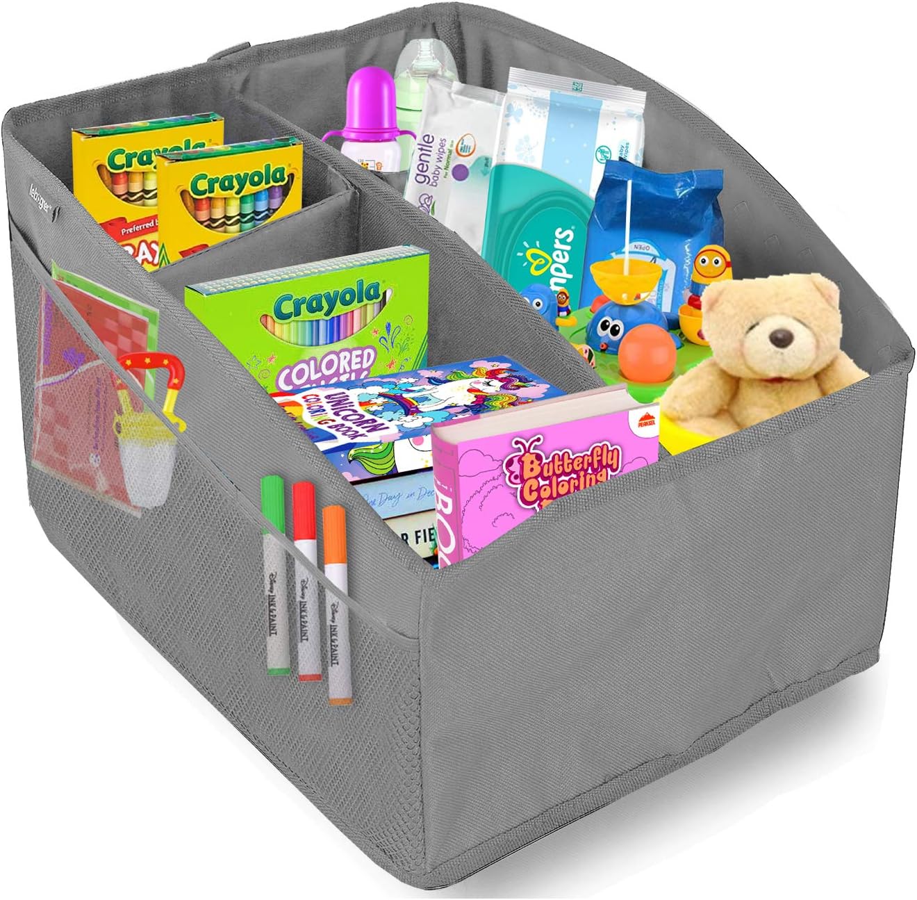 Car Console Organizer By lebogner - Luxury Car Organizer Perfect Front Seat Organizer, Driving Necessities Organizer, Kids Accessories Backseat Organizer, 4 Inside, 6 Outside Pockets, Easy Fold Design : Automotive