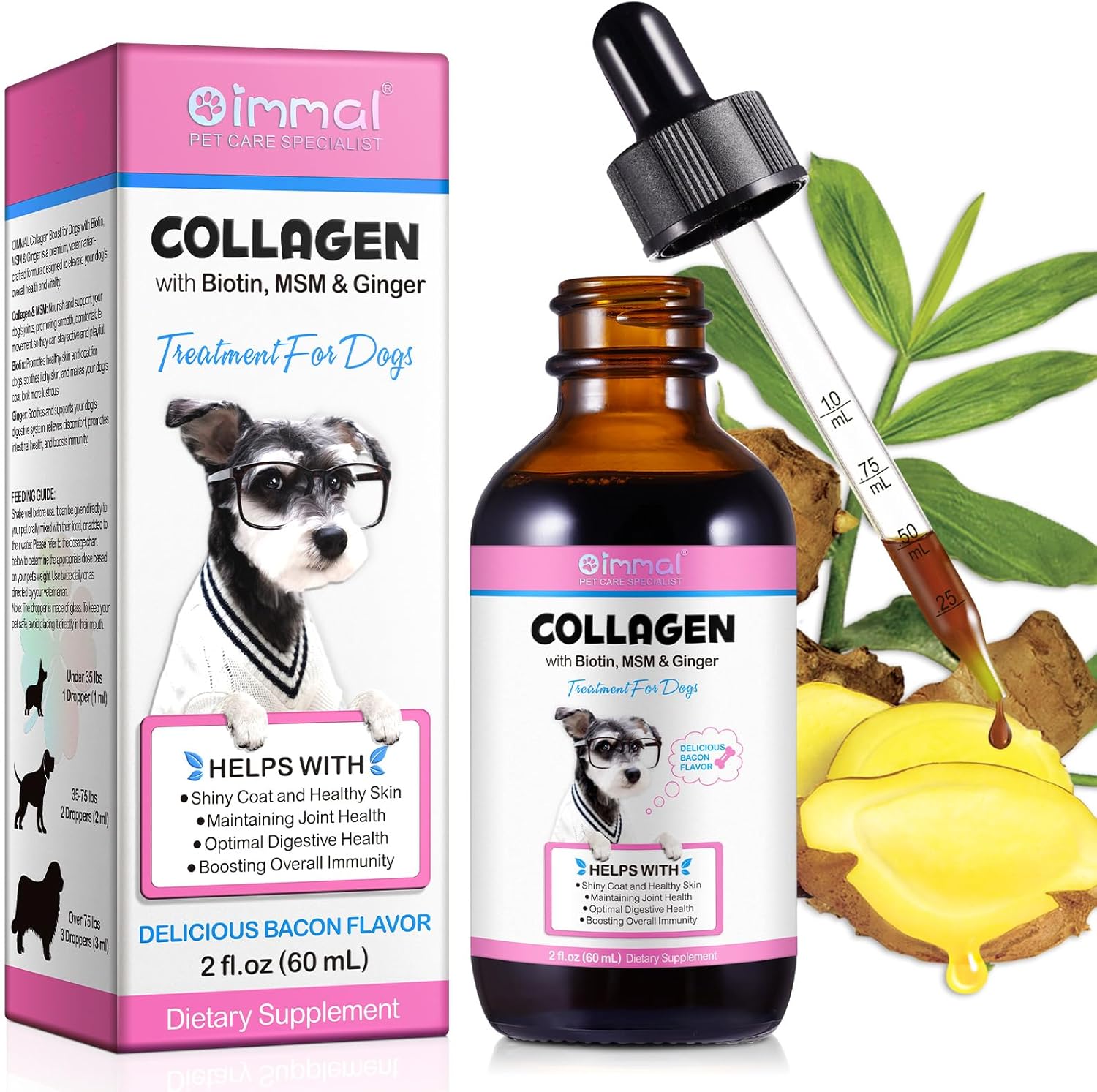 Collageen voor honden, collageendruppels voor honden, 60 ml, versterking van het collageen, rijk aan biotine, helpt de gezondheid van de huid, gewrichten en het spijsverteringsstelsel Collageen voor honden, collageendruppels voor honden, 60 ml, versterking van het collageen, rijk aan biotine, helpt de gezondheid van de huid, gewrichten en het spijsverteringsstelsel