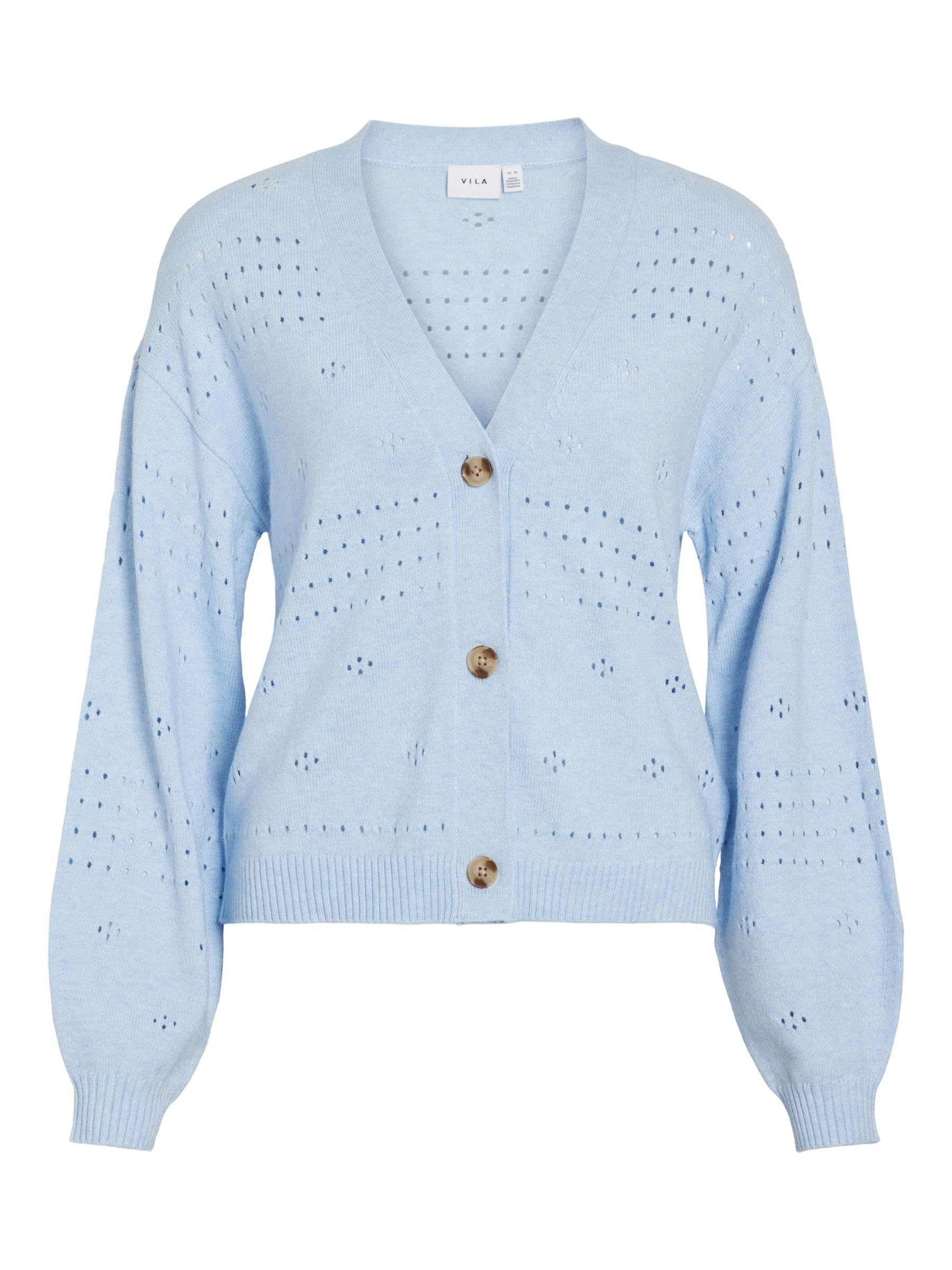 Vila Women's Kentucky Blue Viril V-Neck L/S Knit Cardigan Noos, L