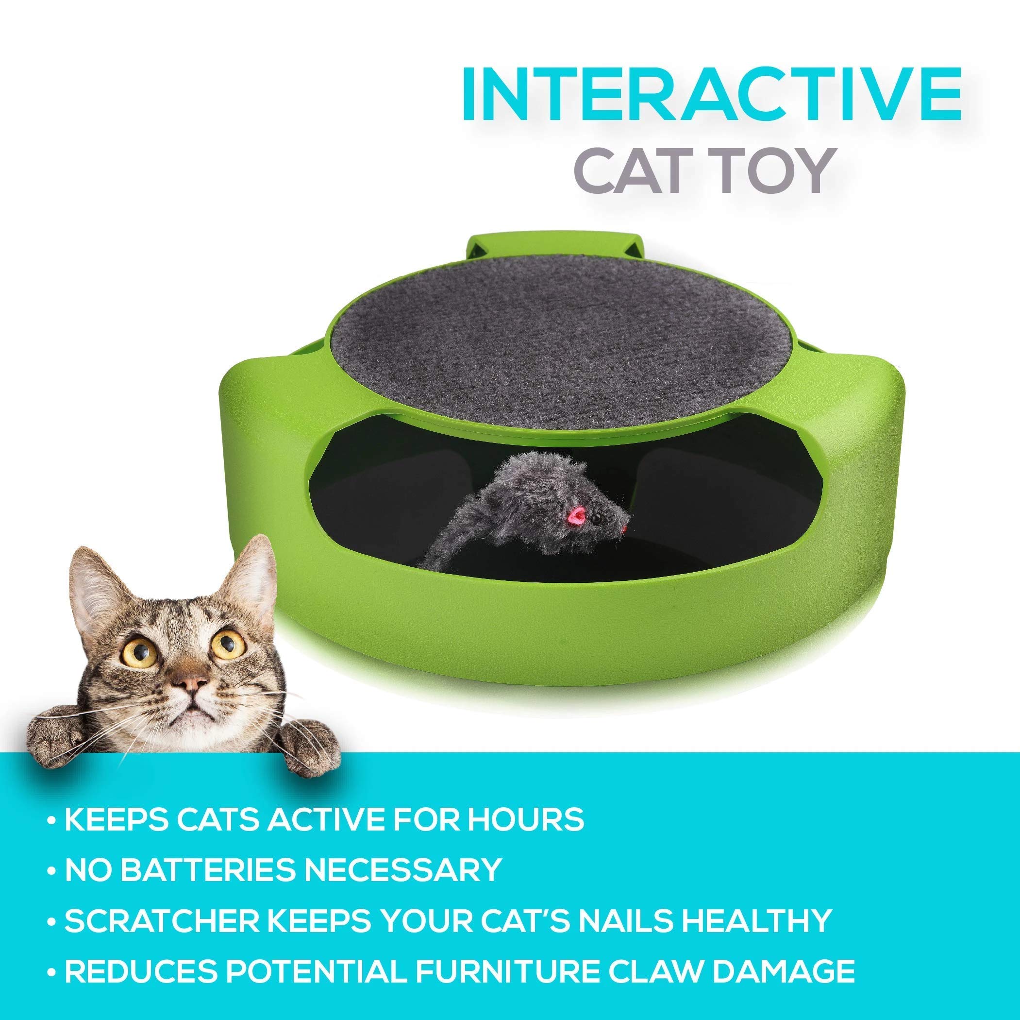 Pets First Katzenspielzeug mit Maus, drehbar, Maus-Spielzeug für Katzen