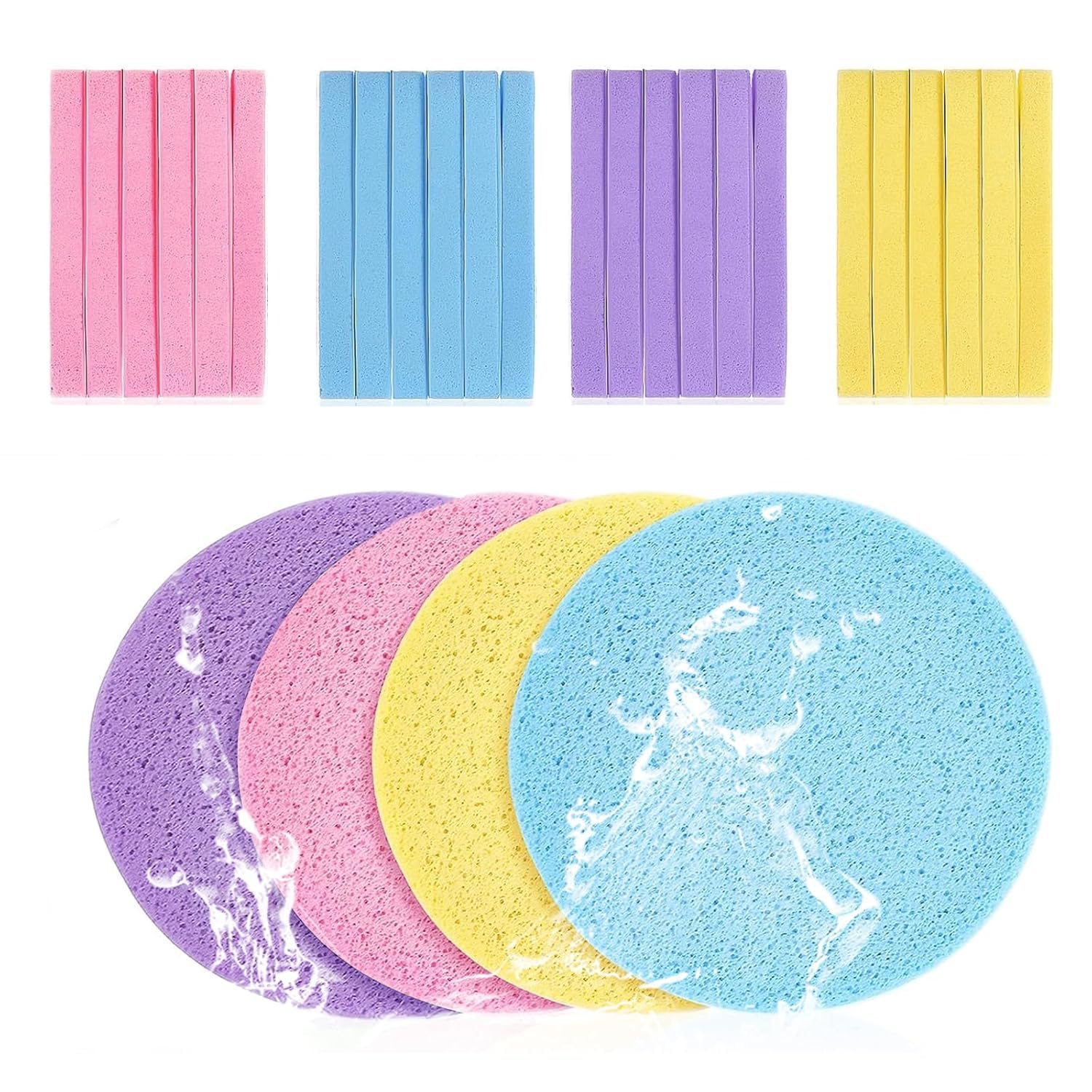 Makeup Removal Sponge Pack of 12 | Compressed Facial Cleansing Sponges | Soft Reusable Face Wash Sponge for Makeup Removal & Deep Cleaning-image-3
