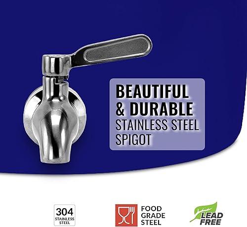 Miniatura 2 de Geo Sports - Dispensador de agua de cerámica de porcelana, soporte de madera de 8 pulgadas, grifo de acero inoxidable, válvula incluida. Se adapta a