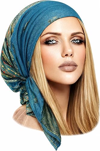 Miniatura 6 de ShariRose Pañuelo de cachemira para mujer, Tichel súper suave, cubierta para la cabeza, pañuelo preatado hecho a mano