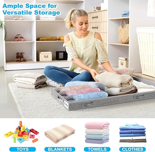 Miniatura 4 de Cajón de almacenamiento bajo de 4 pulgadas para debajo de la cama, paquete de 4 unidades, contenedores ligeros para almacenamiento de ropa debajo de