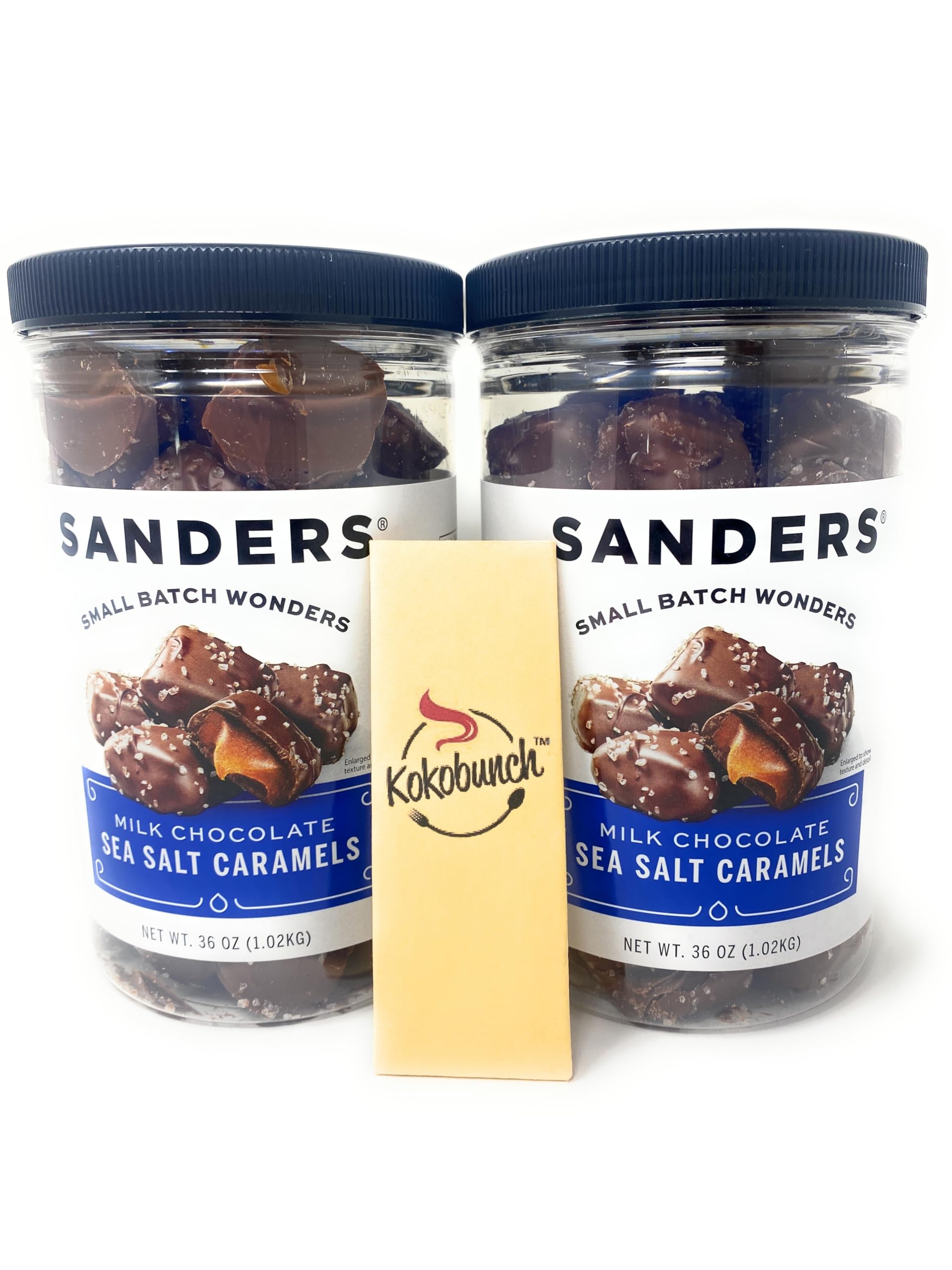 KOKOBUNCHBundle of Sanders Milk Chocolate Caramel And Sea Salt Small Batch Wonders 2-36oz PACK With Kokobunch Kit