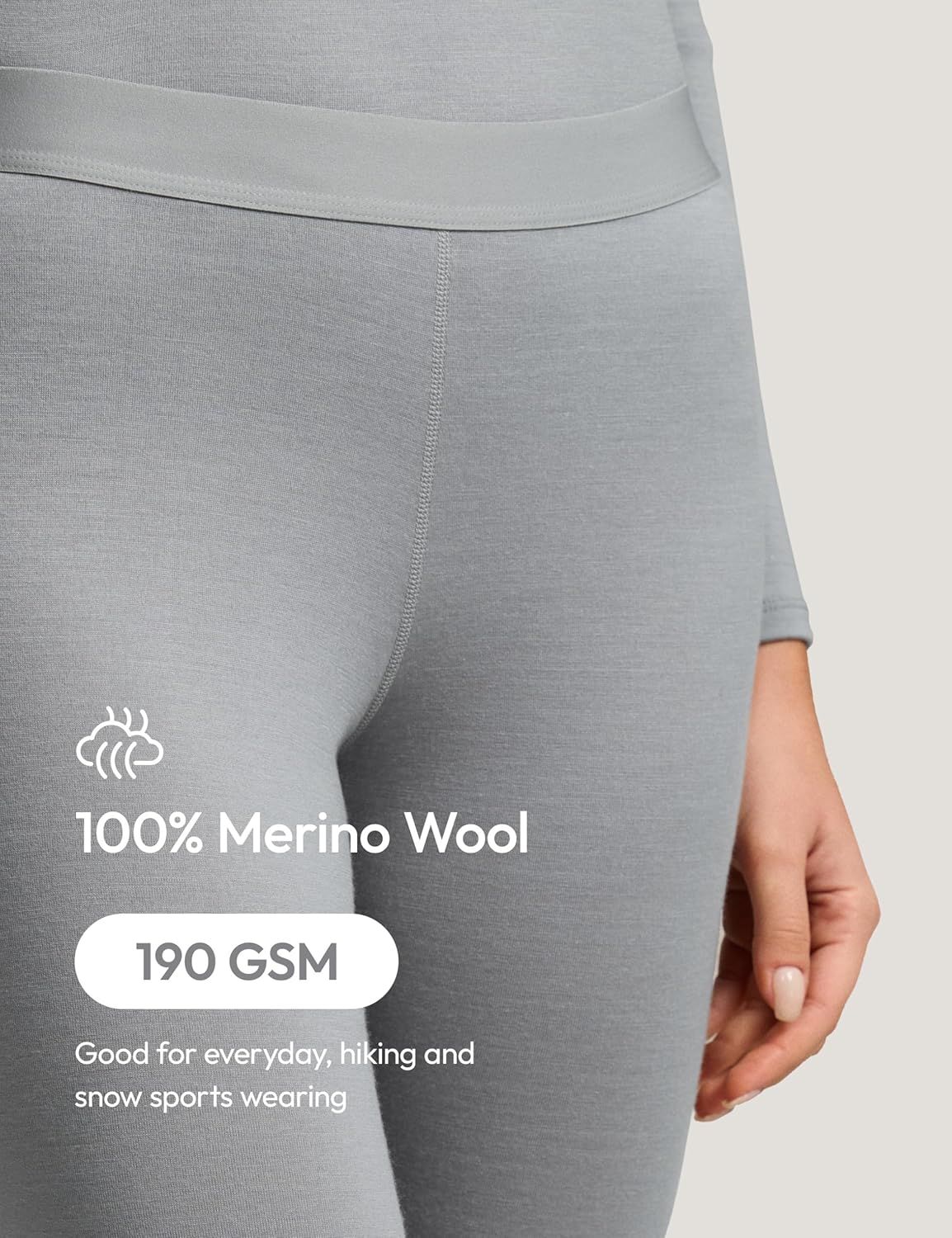 Womens 190 Merino Wool Base Layer Leggings - Hiking Outdoor Casual Thermal Underwear Tights Breathable Comfort Pants - Image 3