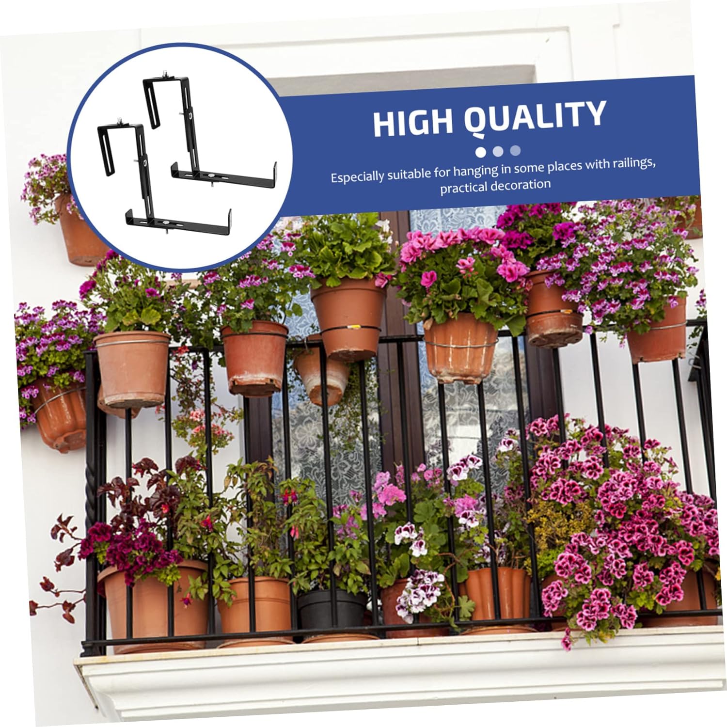 TOYANDONA 1Pair Railing Flowerpot Rack Durable Plant Stand for Balcony Courtyard Home Decor present for Homeowners Holds Pots Easy to Install Sturdy Design