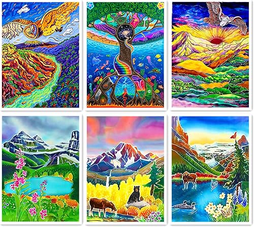 varger Paquete de 6 kits de pintura de diamantes, pintura completa de diamantes, arte de pintura de diamantes, pintura digital, decoración de