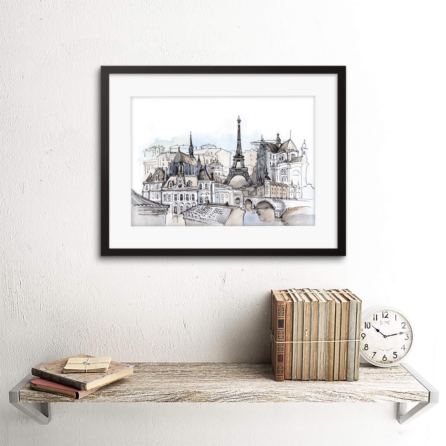Amazon.com: France Ink Drawing Paris Art Print Framed Poster
