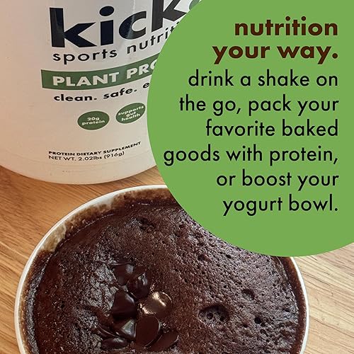 Miniatura 5 de Kick Plant Proteína en polvo, sabor chocolate, 0.71 oz de proteína, suplemento de entrenamiento sin gluten con aminoácidos para apoyar objetivos de
