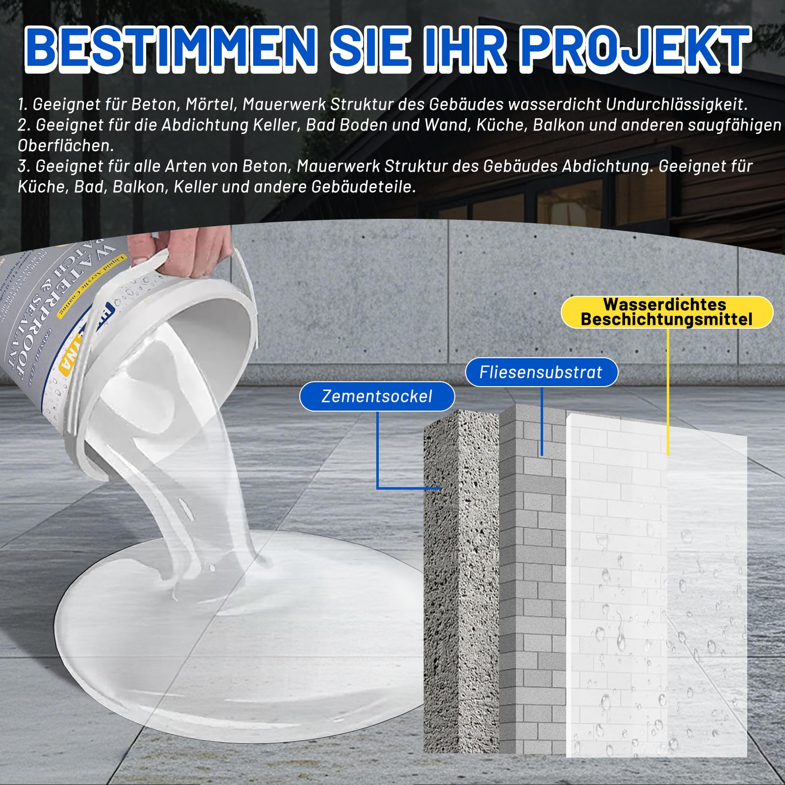 Transparenter Wasserdichter Beschichtungsmittel, Leck Wasserdichter 5 KG | Hupeyna Wasserdichtes Beschichtungsmittel, Universalabdichtung Waterproof Flüssigkunststoff für Innen und Außen Water Stop
