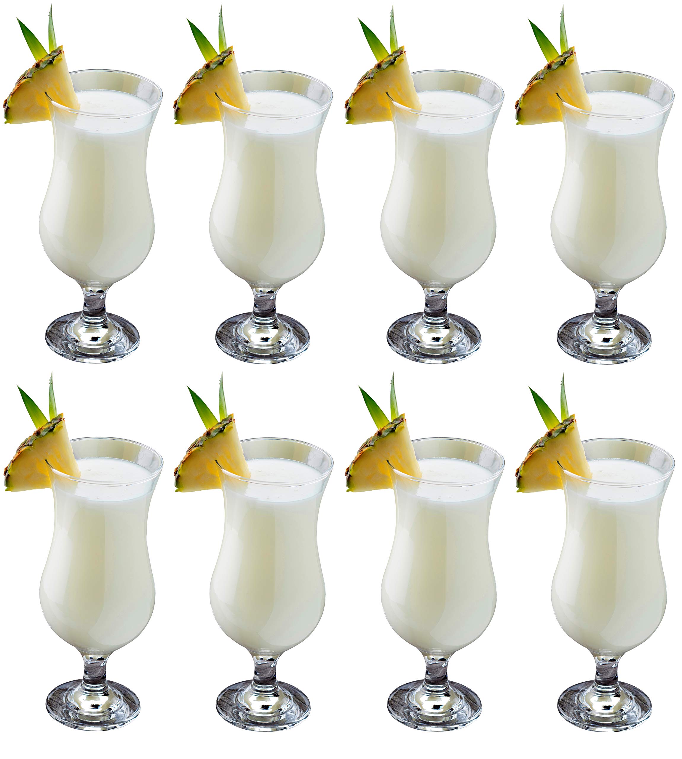 epure Venezia Collection 8 Piece Hurricane Glass Set - Perfect for Drinking Pina Coladas, Cocktails, Full-Bodied Beer, Juice, and Water (Pina Colada (15.5 oz))