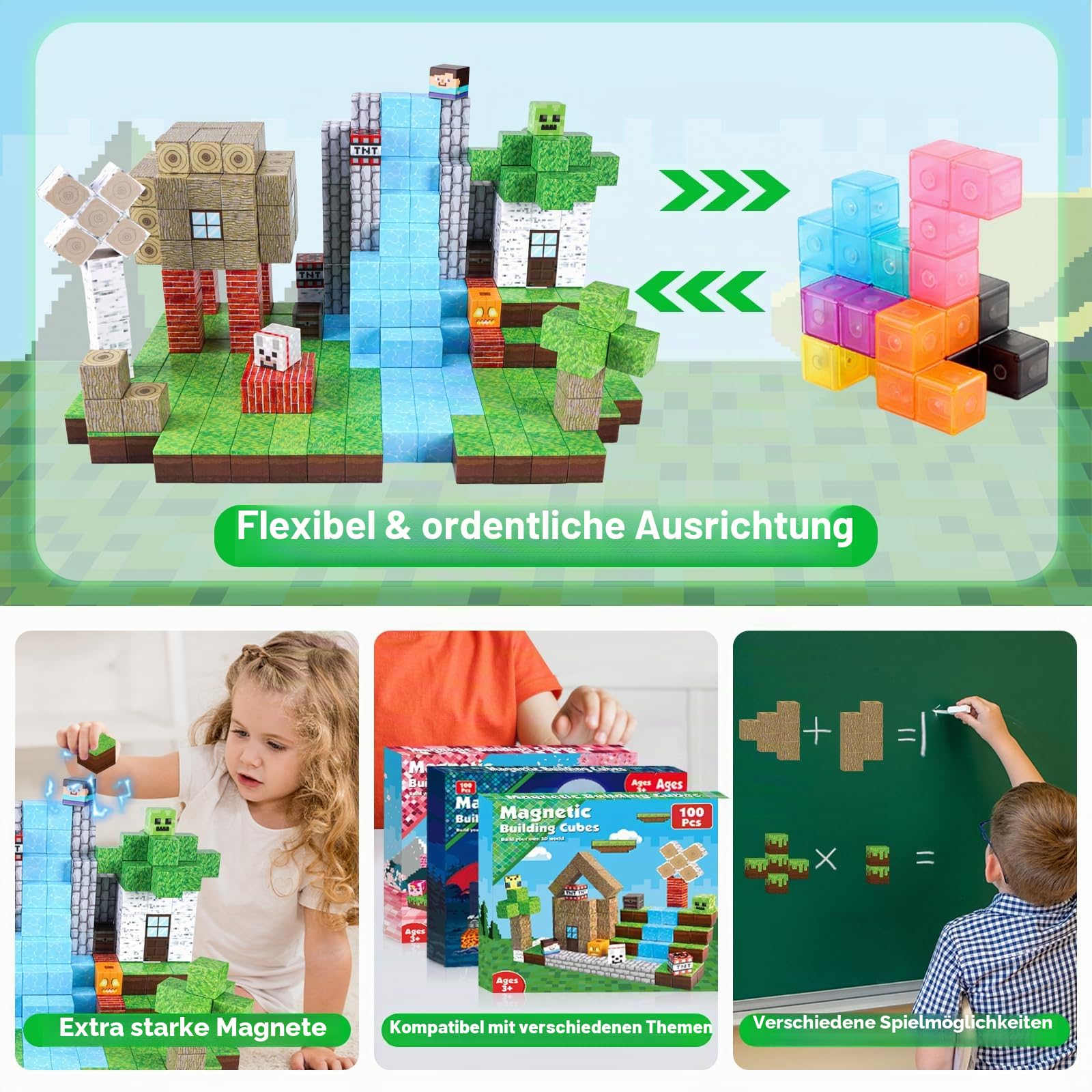 ToyUnited Magnetische Bausteine, magnetische Bausteine, stapelbar, magnetisches Wald-Set, STEM Montessori, sensorisches Spielzeug für Kinder, Jungen, Mädchen, Alter 3, 4, 5, 6, 7, 8, 9, 10,