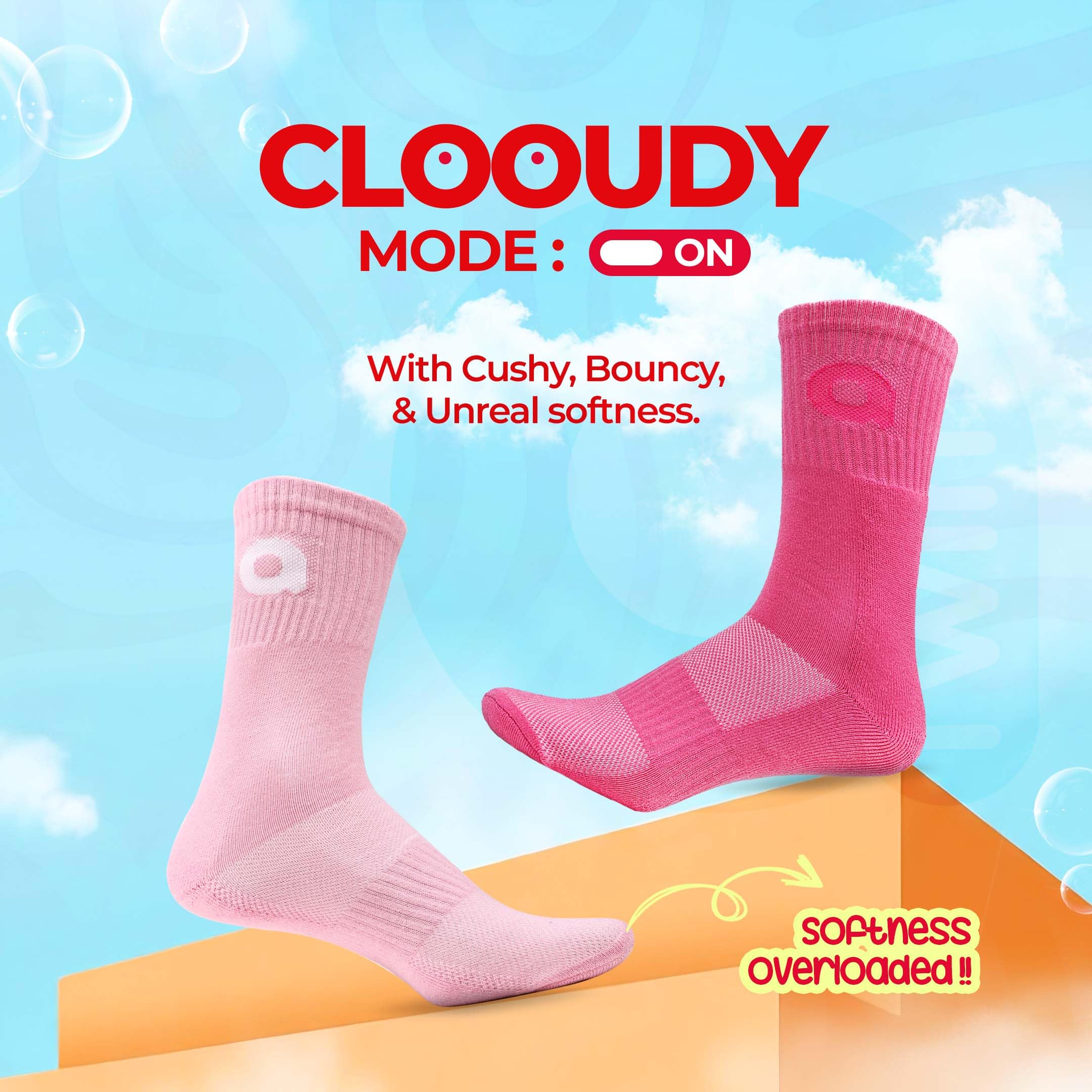 Aivin LongStrd Mid Length Socks for Men & Women | Breathable, Cushioned & Sweat-Wicking Sports Socks for Running, Gym, Walking (Baby Pink) 2