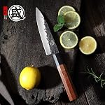MITSUMOTO SAKARI 4PCS Couteau japonais, Gyuto Santoku Nakiri Paring Knife 9CR18MOV Couteau de chef en acier, 58-60 HRC Couteau, Rust-Proof, ensemble de couteaux de cuisine multi-usages, poignée en bois & boîte