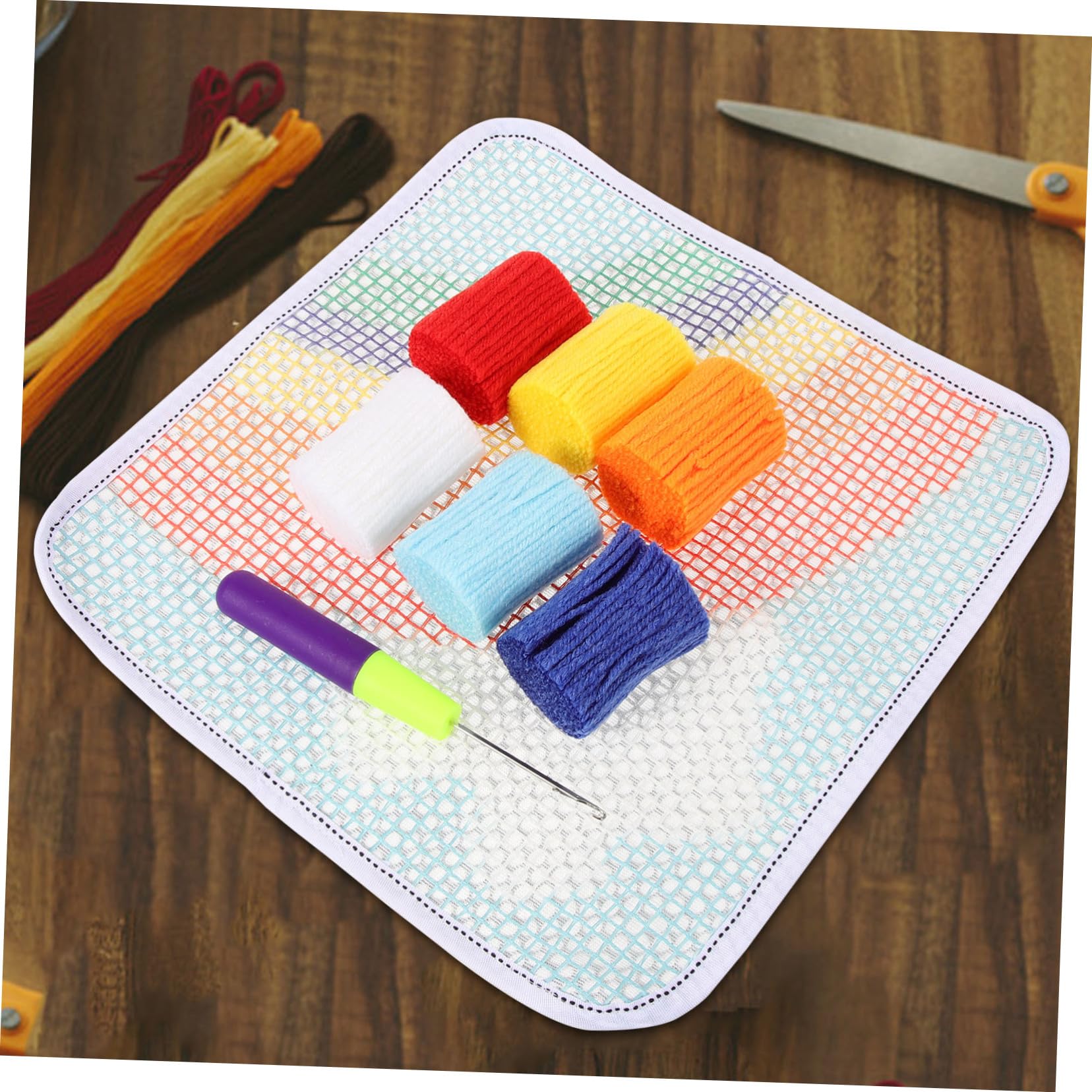 Tofficu 4 Juegos bordado de cojines embroidery kit decoração casa kits de animales de ganchillo hilo y aguja para bordar alfombra con gancho kit para hacer alfombras para principiantes