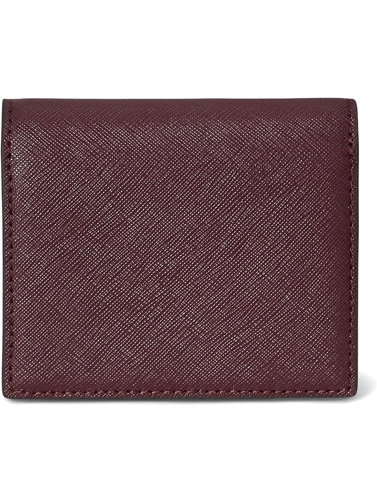 Burgundy Lauren Ralph Lauren Crosshatch Leather Compact Wallet