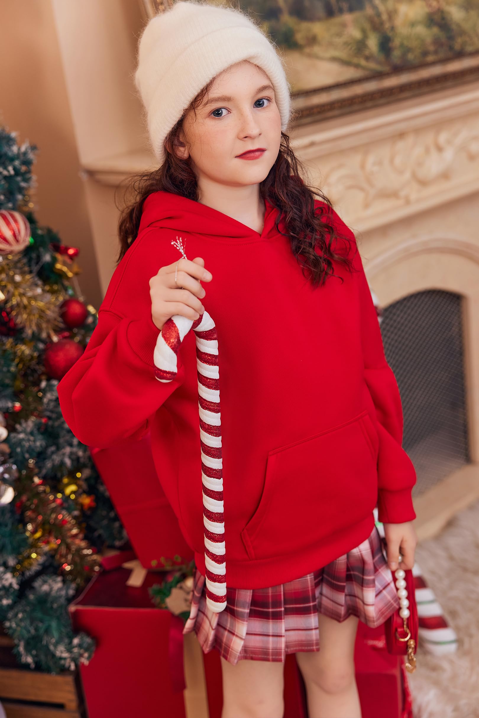 Arshiner Ragazza Felpe con Cappuccio Caldo in Pile Bambine Hoodie Invernale con Tasca Felpa per Ragazze 6-16 Anni