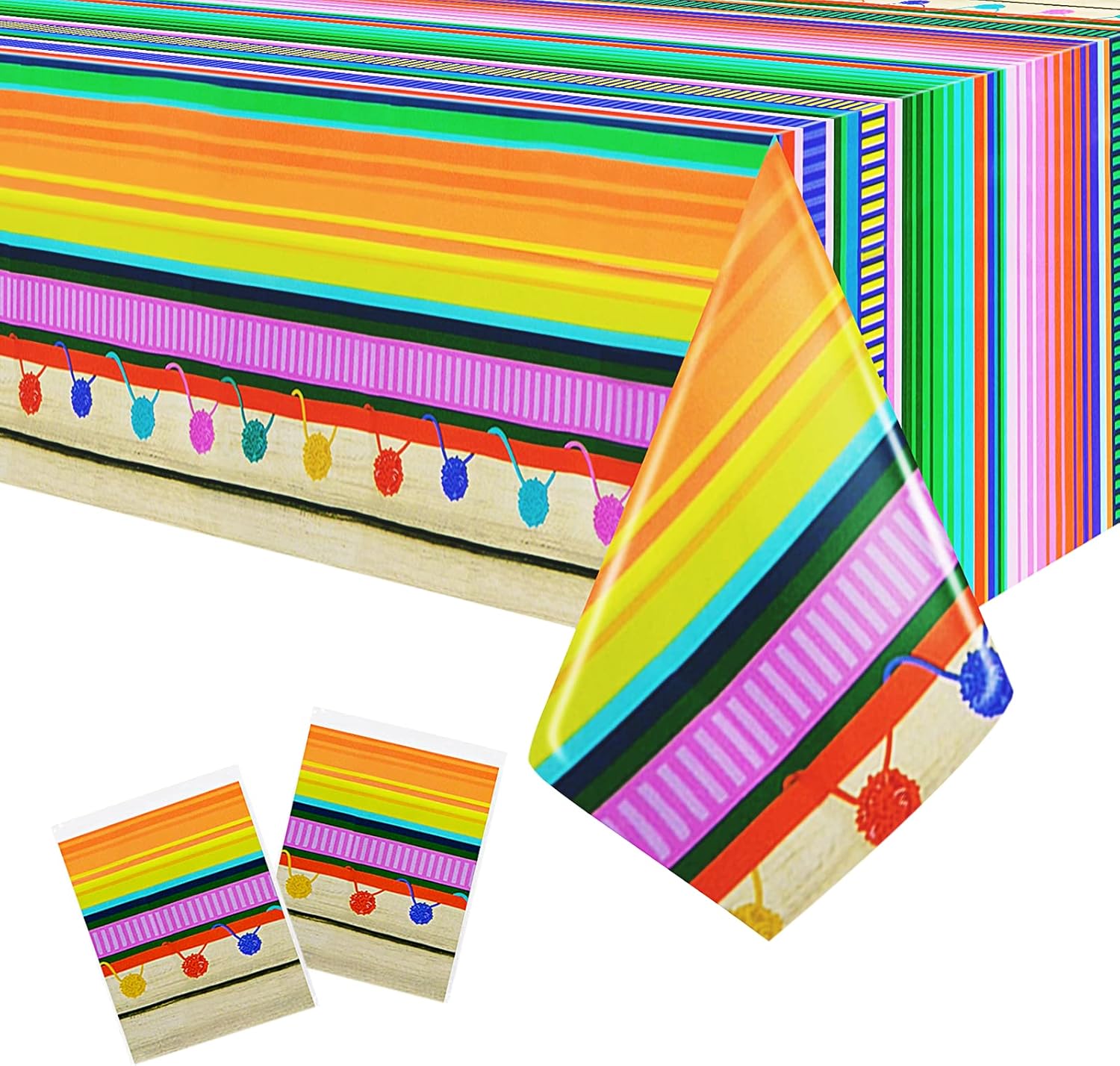  2PCS Mexican Table Cloth for Fiesta Themed Party Decorations - Disposable Cinco De Mayo Tablecloth for Mexican Themed Party Photo Booth Backdrop Taco Night,Table Cover for Taco Themed Party Supplies (Promotion Code: 20K38Y4U)