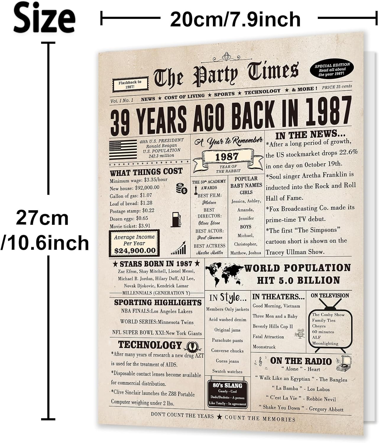 39th Birthday Card Gifts for Her Him, Happy 39th Birthday Decorations for Women Men, Large 39 Years Old Bday Card for Husband Wife - Image 3