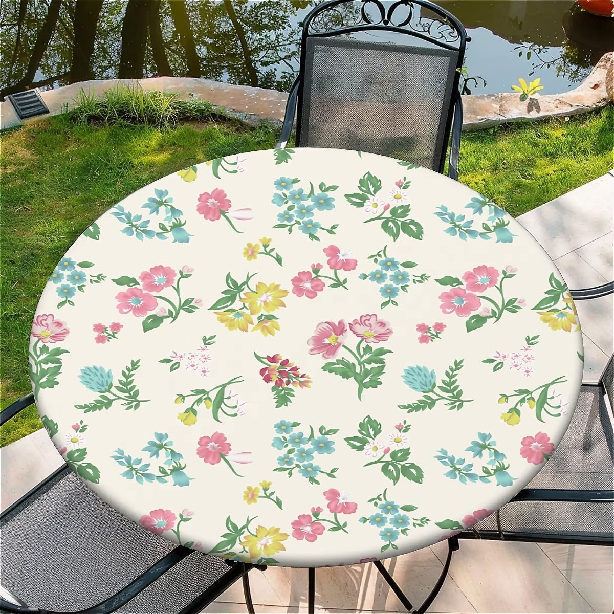 Highdi Nappe De Table Ronde Avec Bord Élastique, Nappe Ronde Anti