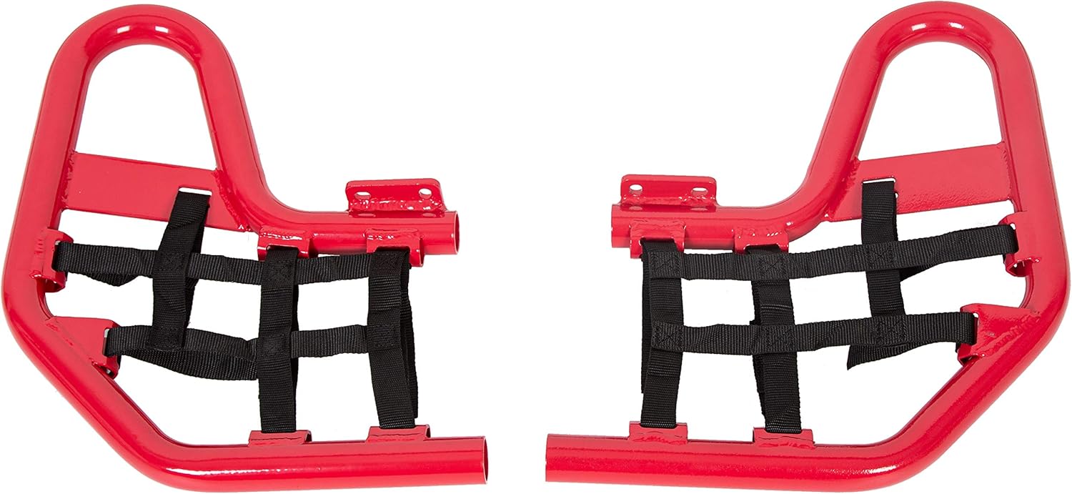 ECOTRIC Nerf Bars w/Nets Guards Rack Compatible with 2001-2024 Honda TRX 250EX Models Red