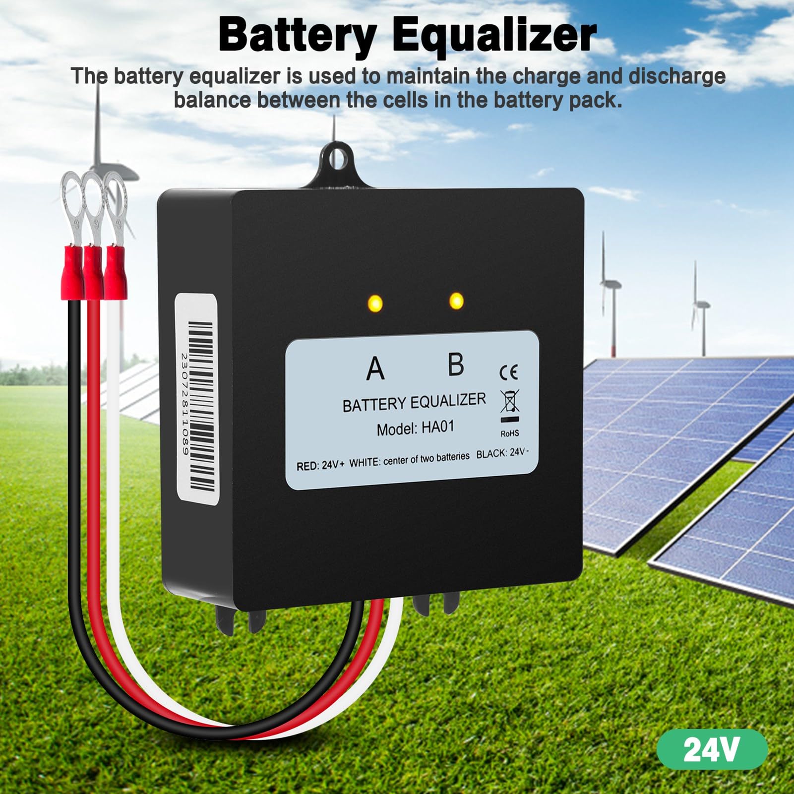 Equalizzatore di tensione della batteria, equalizzatore avanzato della batteria da 24 V - Bilanciatore di tensione intelligente per una manutenzione ottimale della batteria nei veicoli e nei sistemi