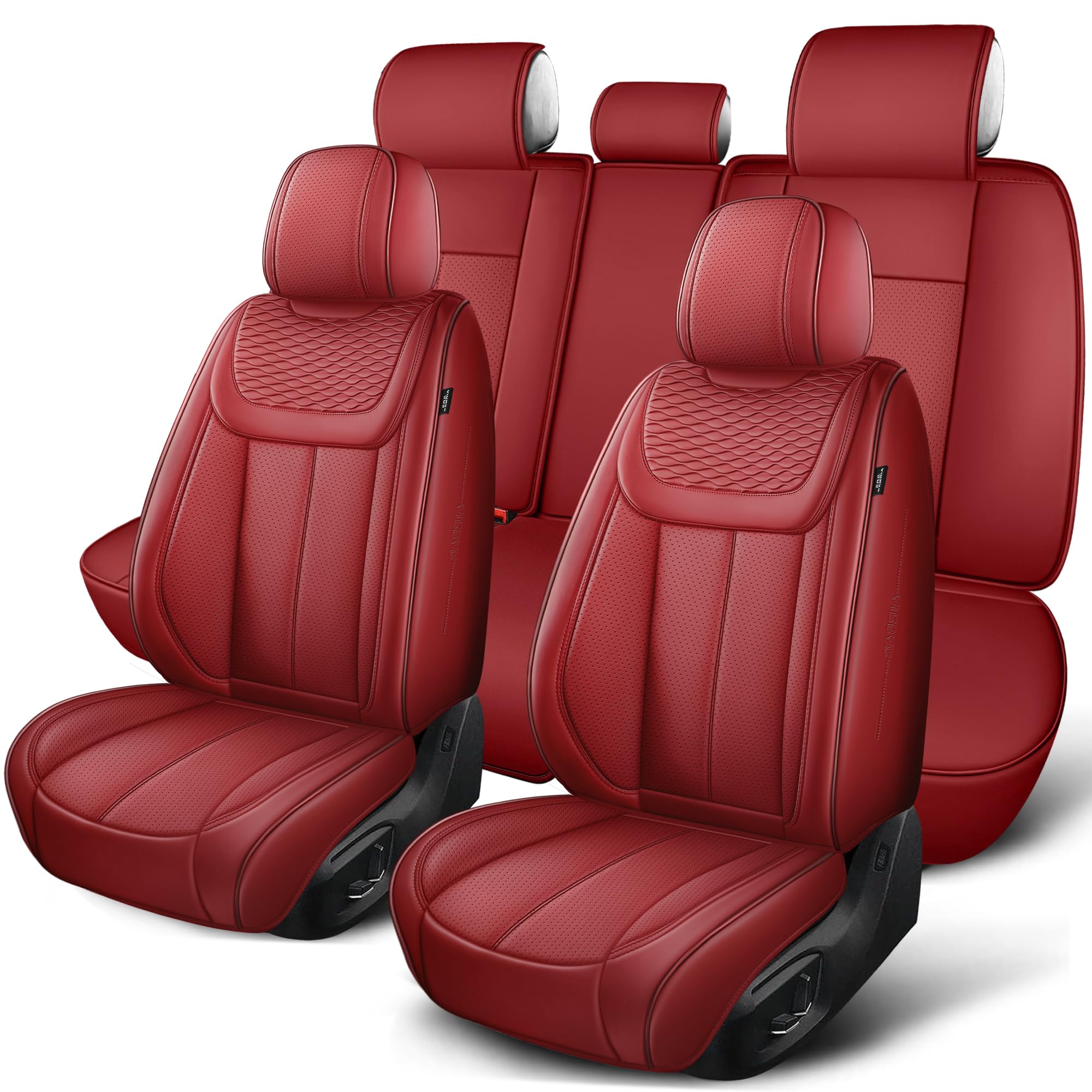 Car Seat Covers Full Set, 5 Seat Universal Seat Covers for Cars, Auto Seat Covers Fit for Most Vehicles, Red